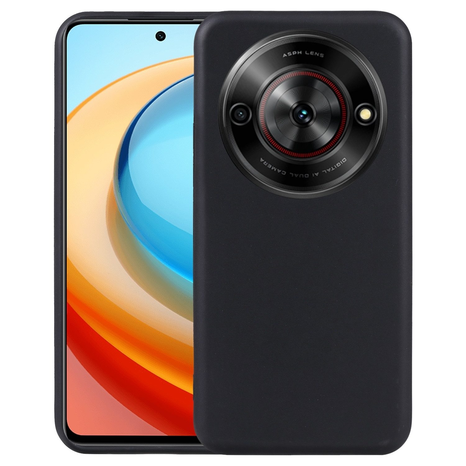 Wigento Handyhülle Für ZTE Blade A75 5G Silikon TPU Schutz Hülle Flexibel dünn Schwarz, Stilvolle TPU Hülle, präzise Aussparungen, schützend