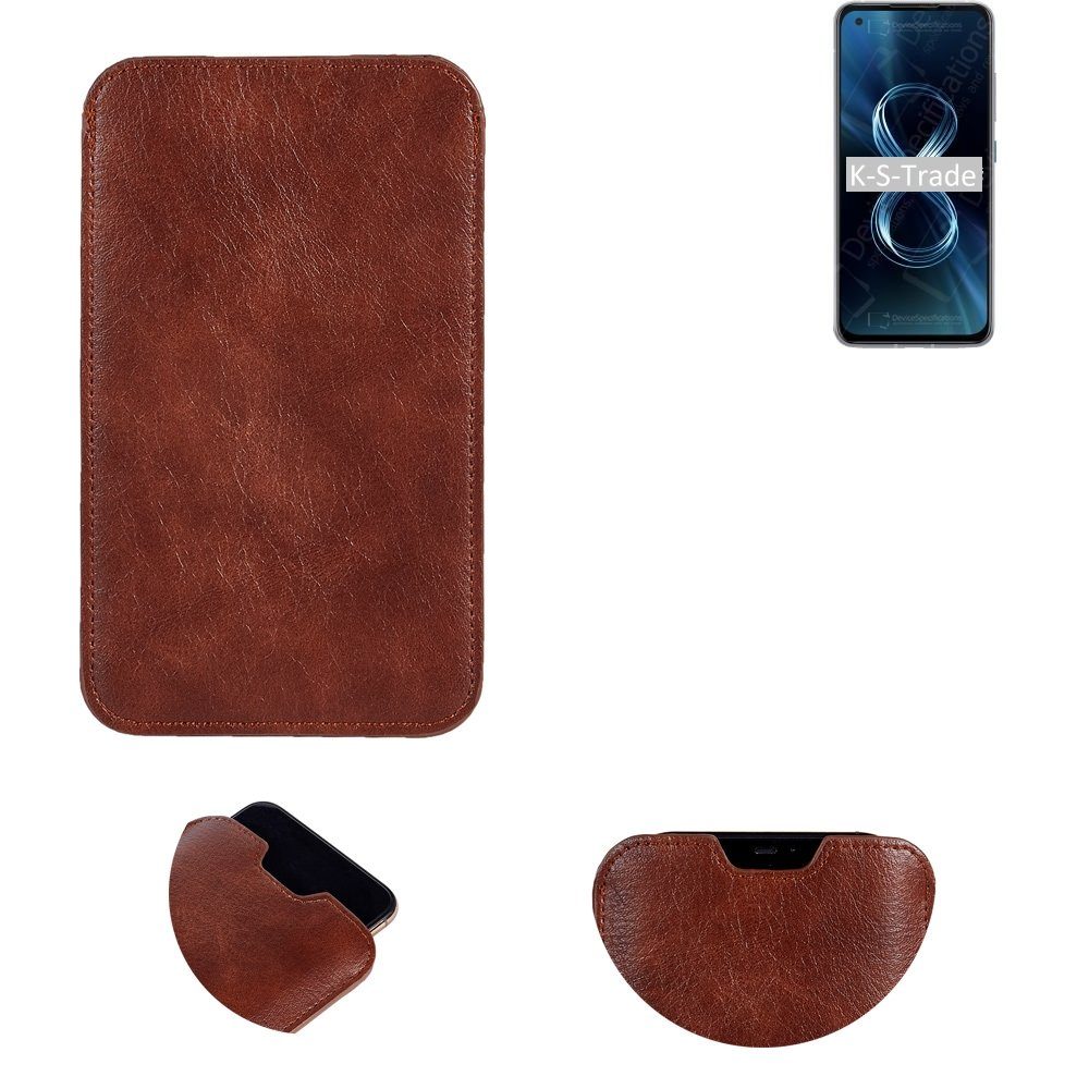K-S-Trade Handyhülle für Asus Zenfone 8, Schutzhülle Handyhülle Handytasche Kunstleder Sleeve in braun