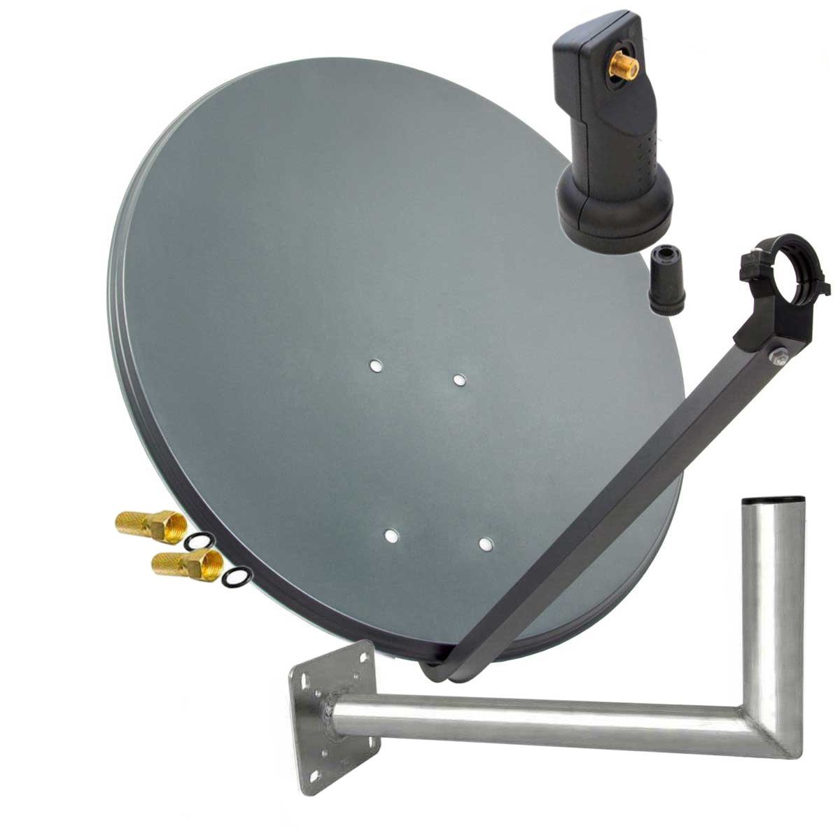 PremiumX »Satelliten-Komplettanlage 80cm Satellitenantenne Anthrazit  Satellitenschüssel SAT Single LNB 2x F-Stecker Wandhalter 45cm« SAT-Antenne  online kaufen | OTTO