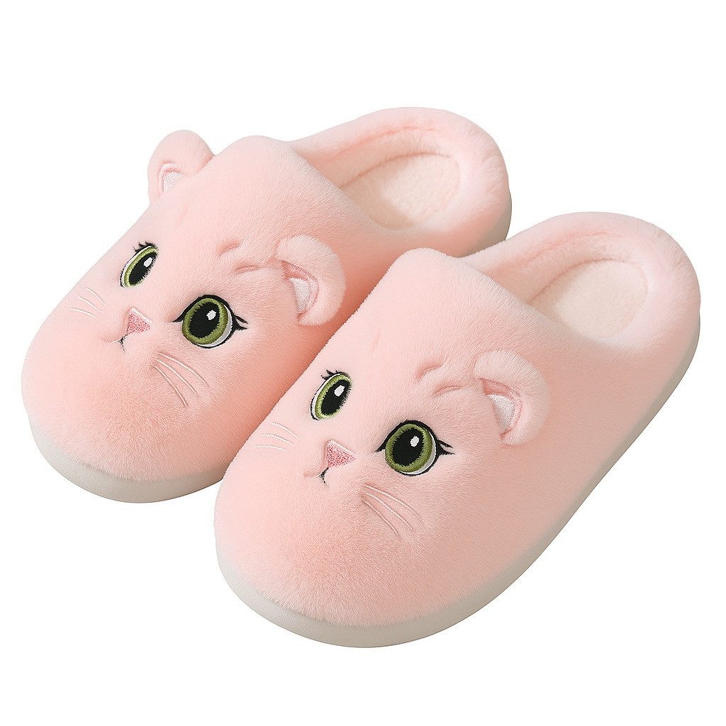Corimori Flauschige Katzen Kätzchen Pantoffeln Plüsch Hausschuhe (Packung, Geschenk) super süße Plüsch Hausschuhe für Kinder und Erwachsene, EU Größe 42-43
