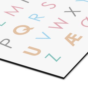 Posterlounge Alu-Dibond-Druck Typobox, Skandinavisches Alphabet bunt, Kinderzimmer Skandinavisch Illustration