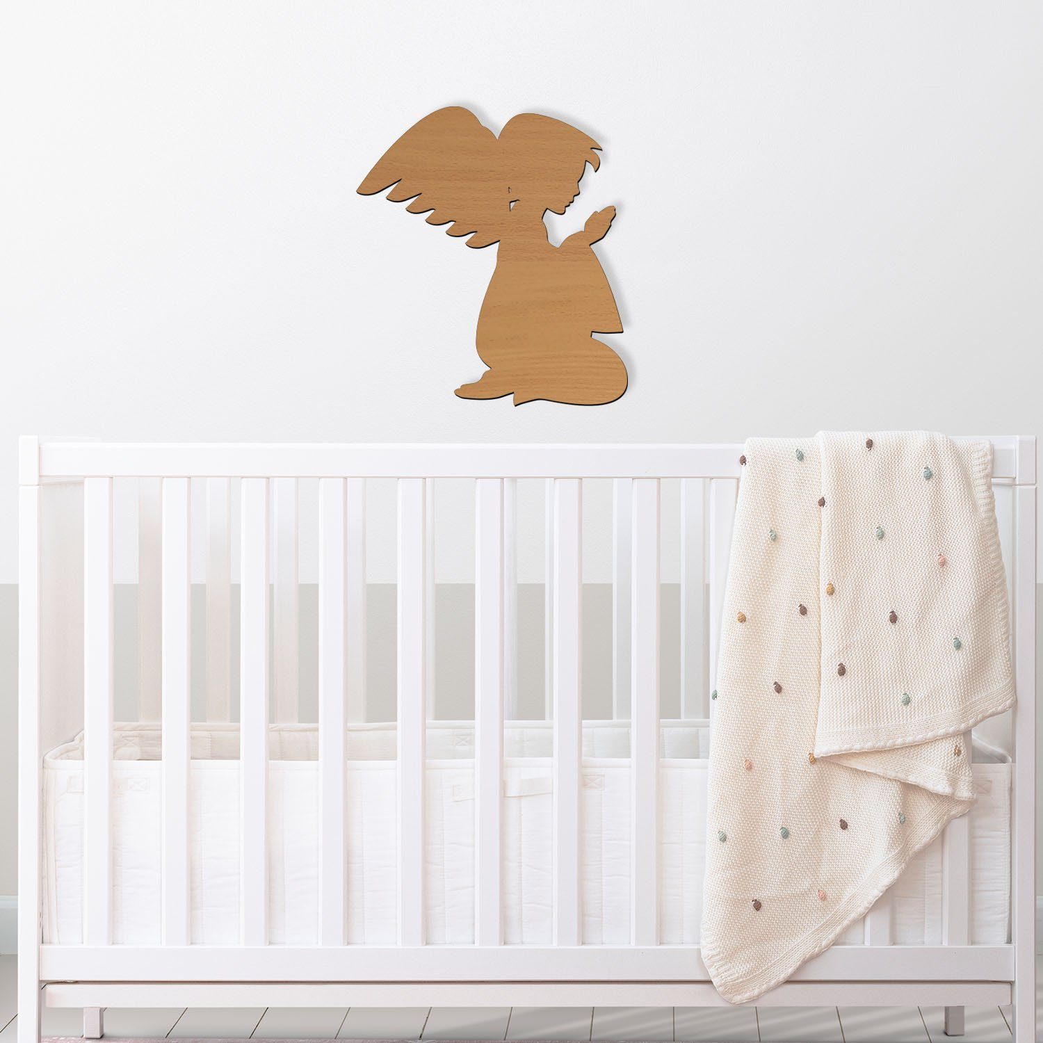 Namofactur LED Nachtlicht Schutzengel Junge Nachtlicht Kinder Wandlampe Kinderzimmer I MDF Holz, LED fest integriert, Warmweiß