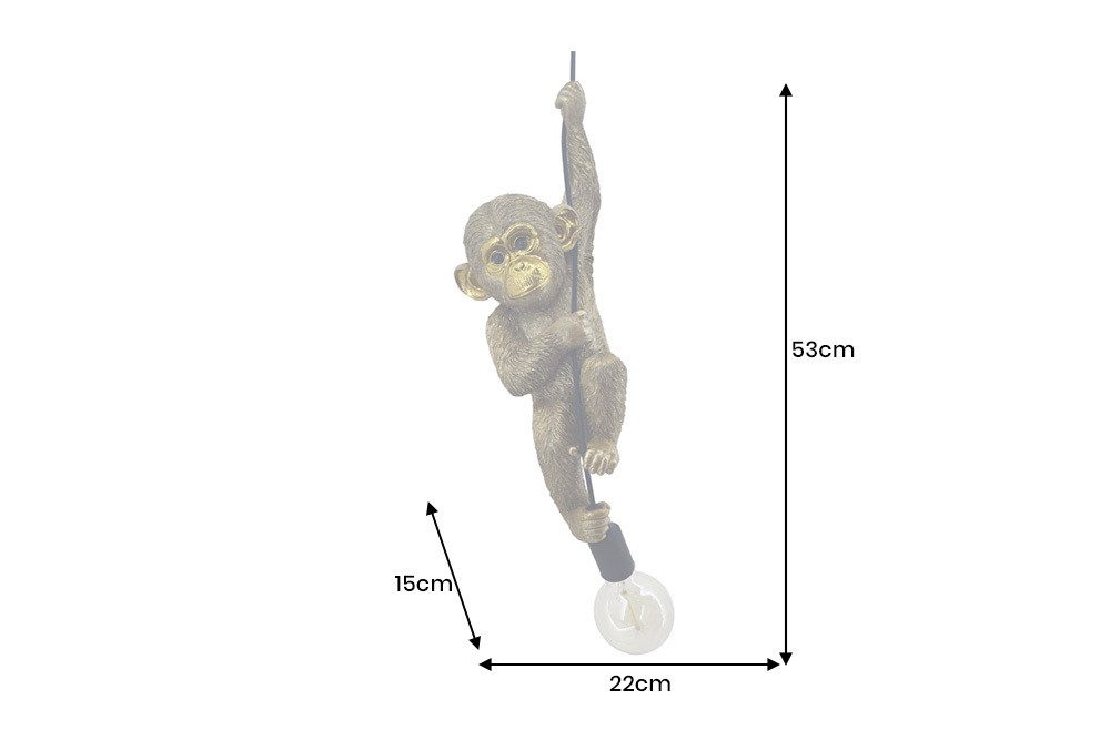 riess-ambiente Hängeleuchte MONKEY 55cm gold - Affe, Skulptur, handgefertigt, exotisch, Dschungel, keine besonderen Funktionen, ohne Leuchtmittel, Tierische Pendelleuchte - ideal für Wohnzimmer, Schlafzimmer oder Flur