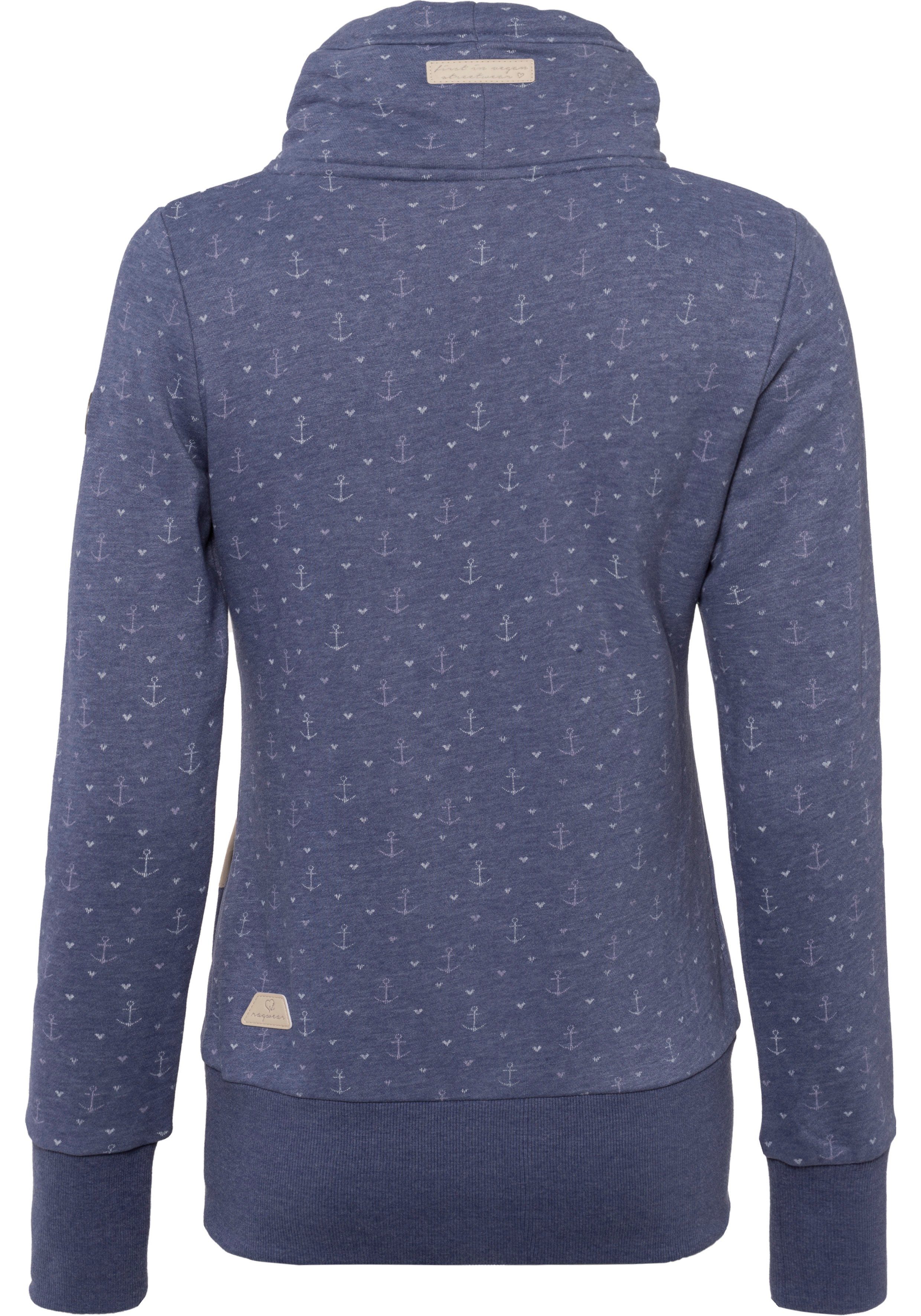 Ragwear Sweatshirt MARINA Allover mit BLUE maritimen "Anker"-Druck RYLIE STONE