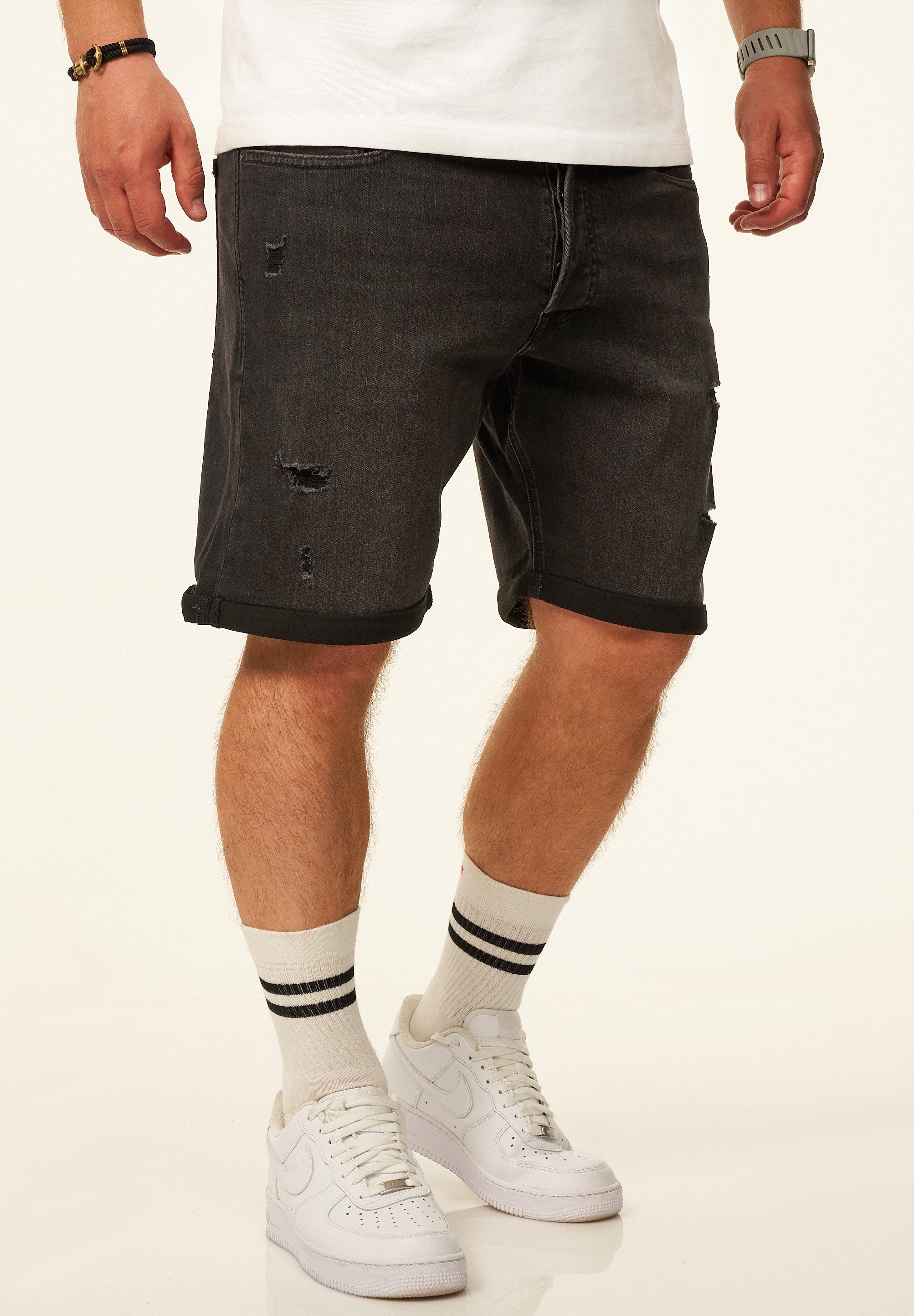 Jack & Jones Jeansshorts RICK Kurze Hose Original Denim mit Stretch Kurze Jeanshose im Destroyed Look & Regular-Fit für Herren – Bild 2 von 4