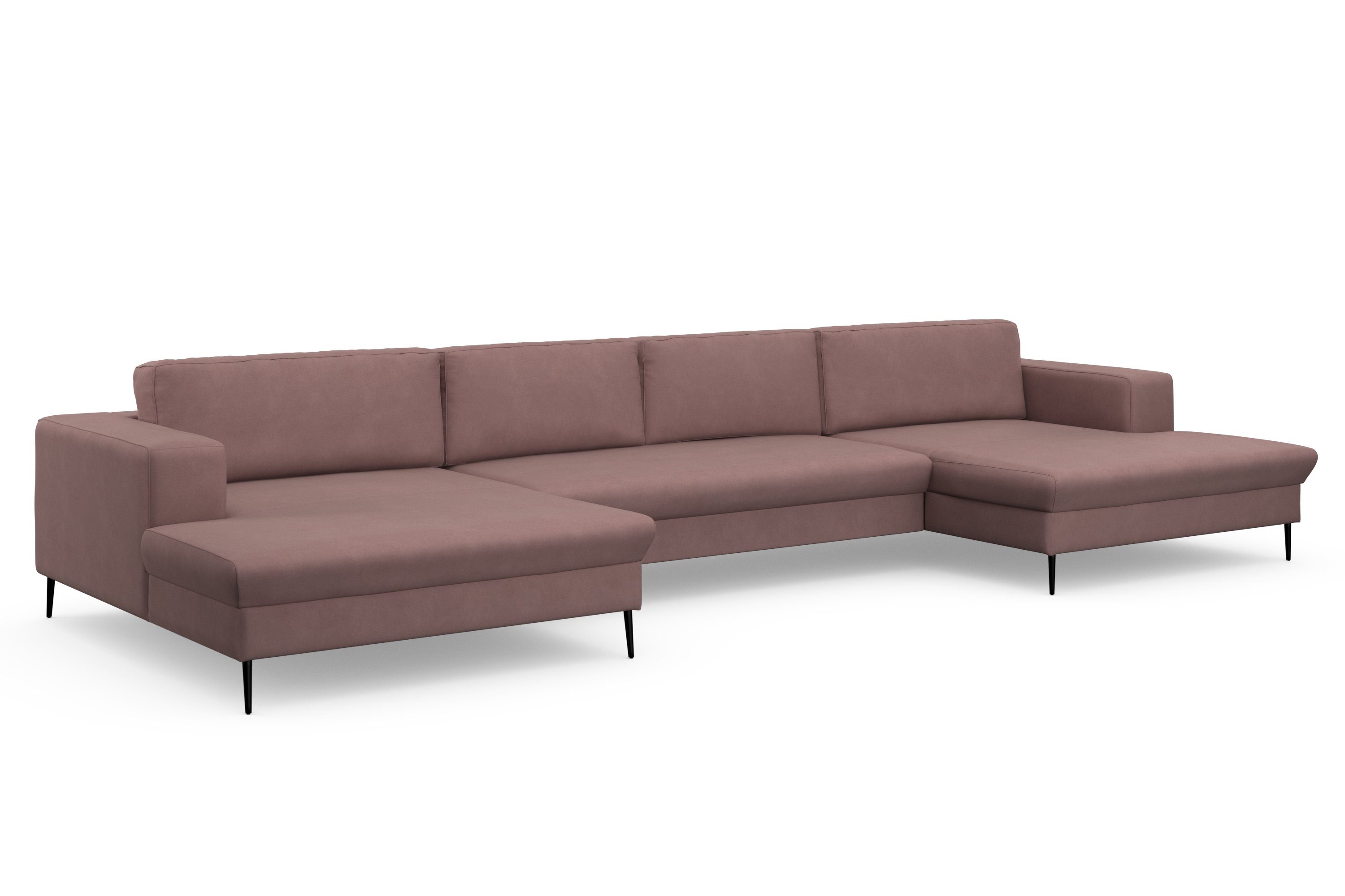 DOMO collection Wohnlandschaft Modica U-Form aktuelles, kubisches Design mit 2 Recamieren, viel Platz, XXL, auch in Cord, Fußhöhe passend für gängige Saugroboter!