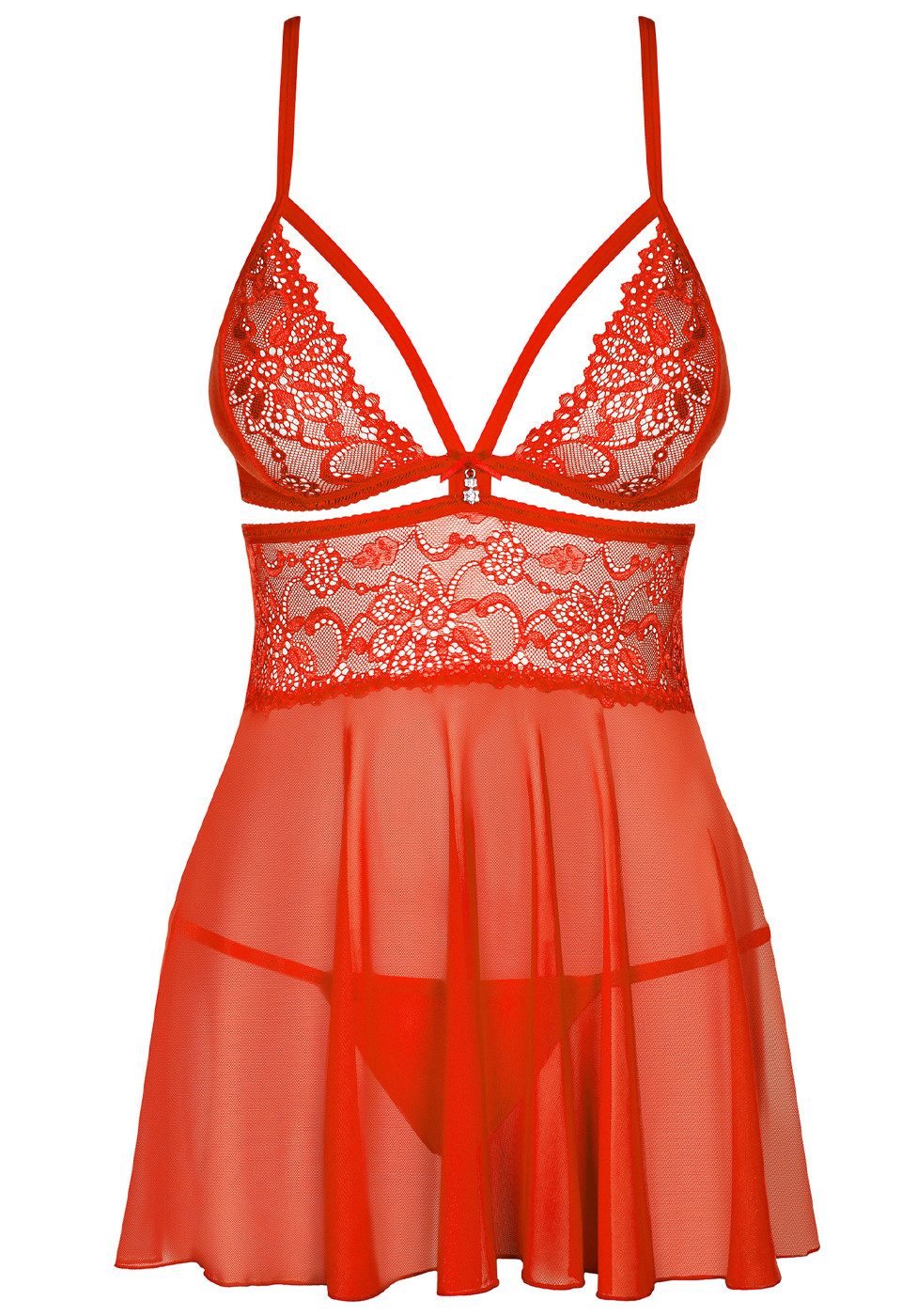 Negligé Babydoll rot mit String Negligee Chemise Dessous