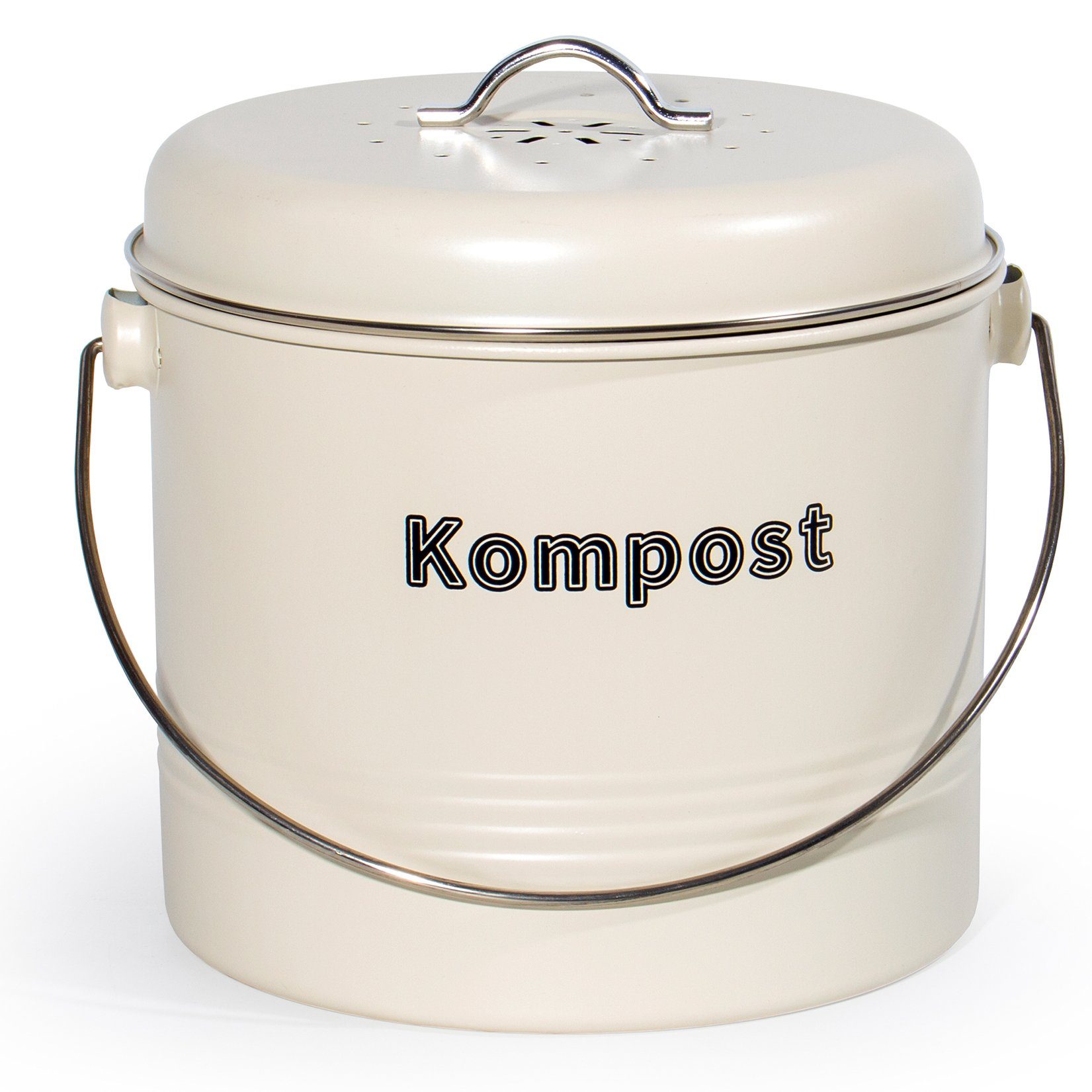 Zedelmaier Biomülleimer Biomülleimer Küche, Bio Mülleimer, Komposteimer Metall, Geruchsdicht mit Aktivkohlefiltern, Biomüll Retro 7L