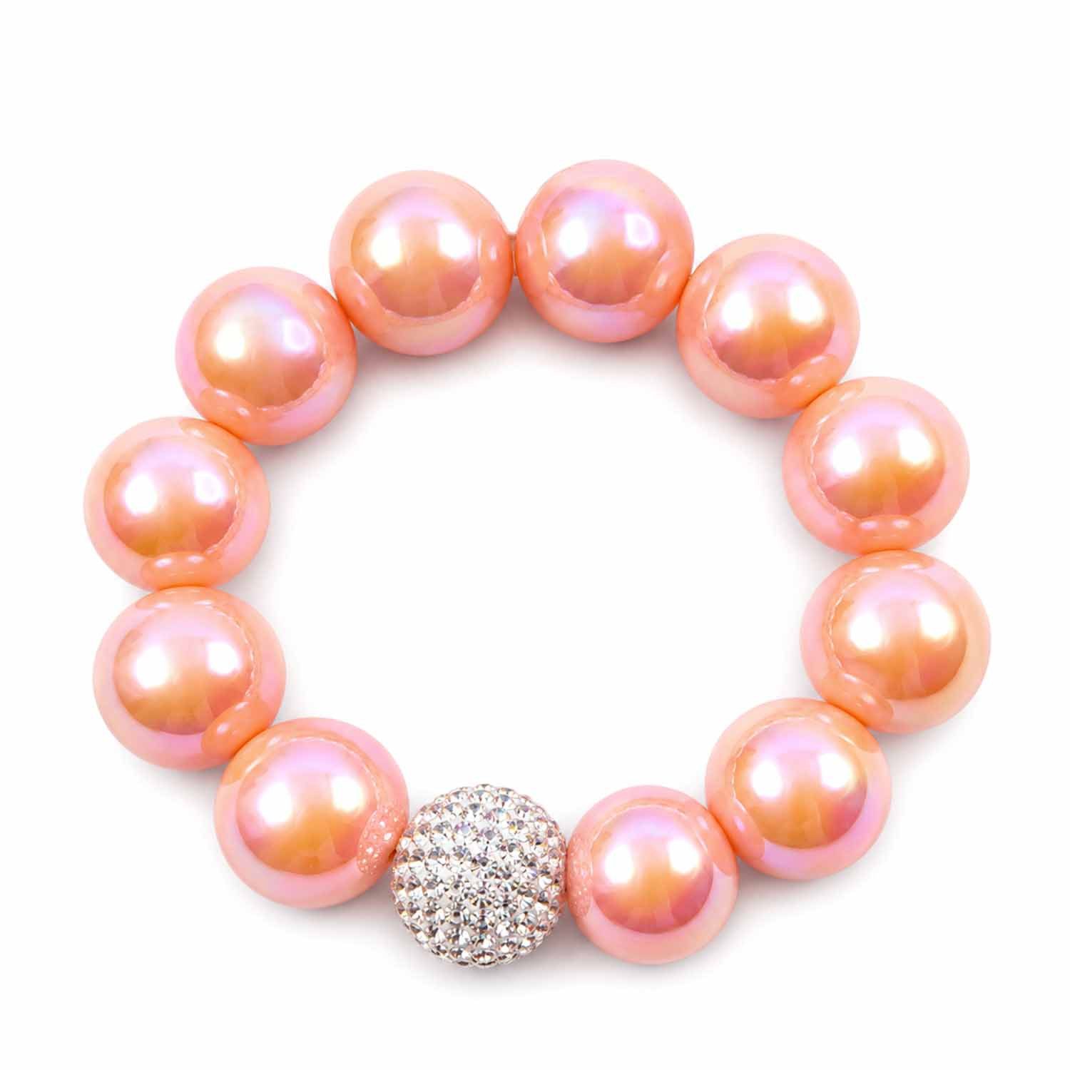 Impala Perlenarmband Armband Glam – 16 mm Perlen mit edlem Schimmer, Damenarmband mit glänzenden Perlen, made in Germany