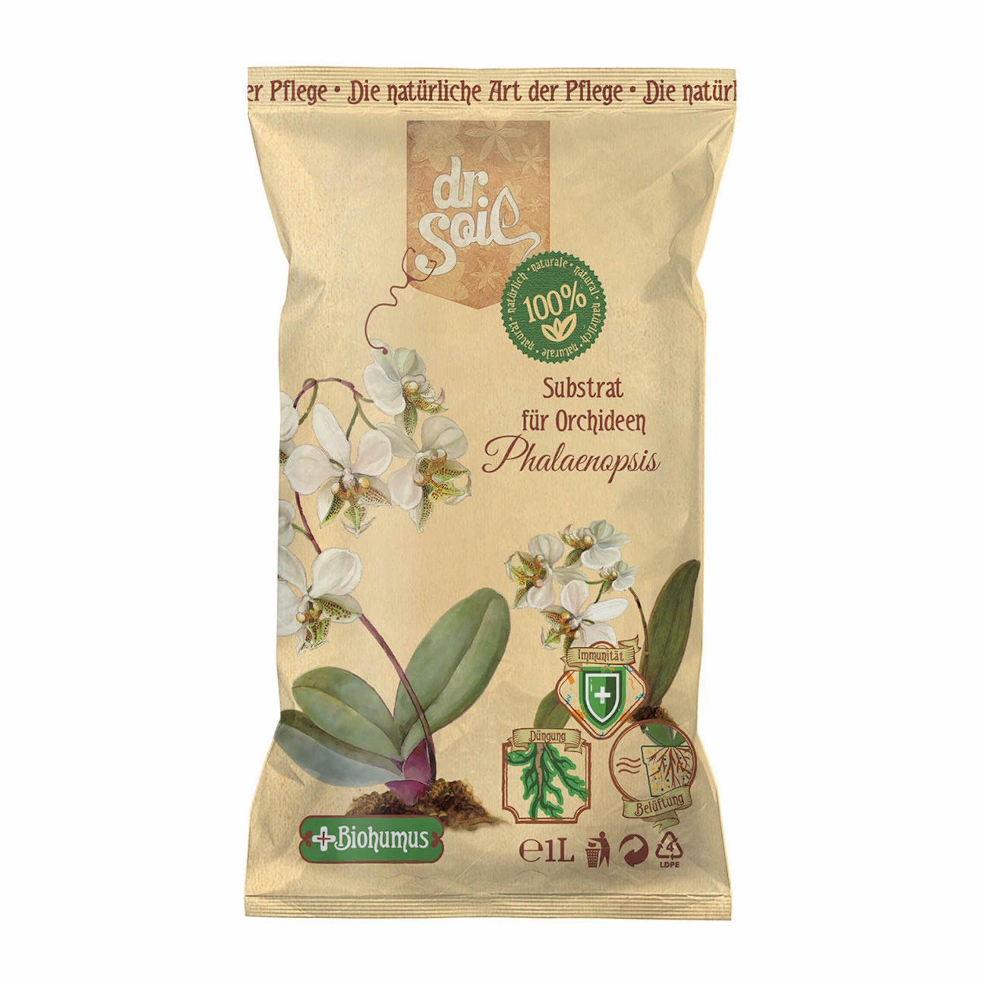 Bio-Erde Dr.Soil Substrat für Orchideen Phalaenopsis 1l beutel