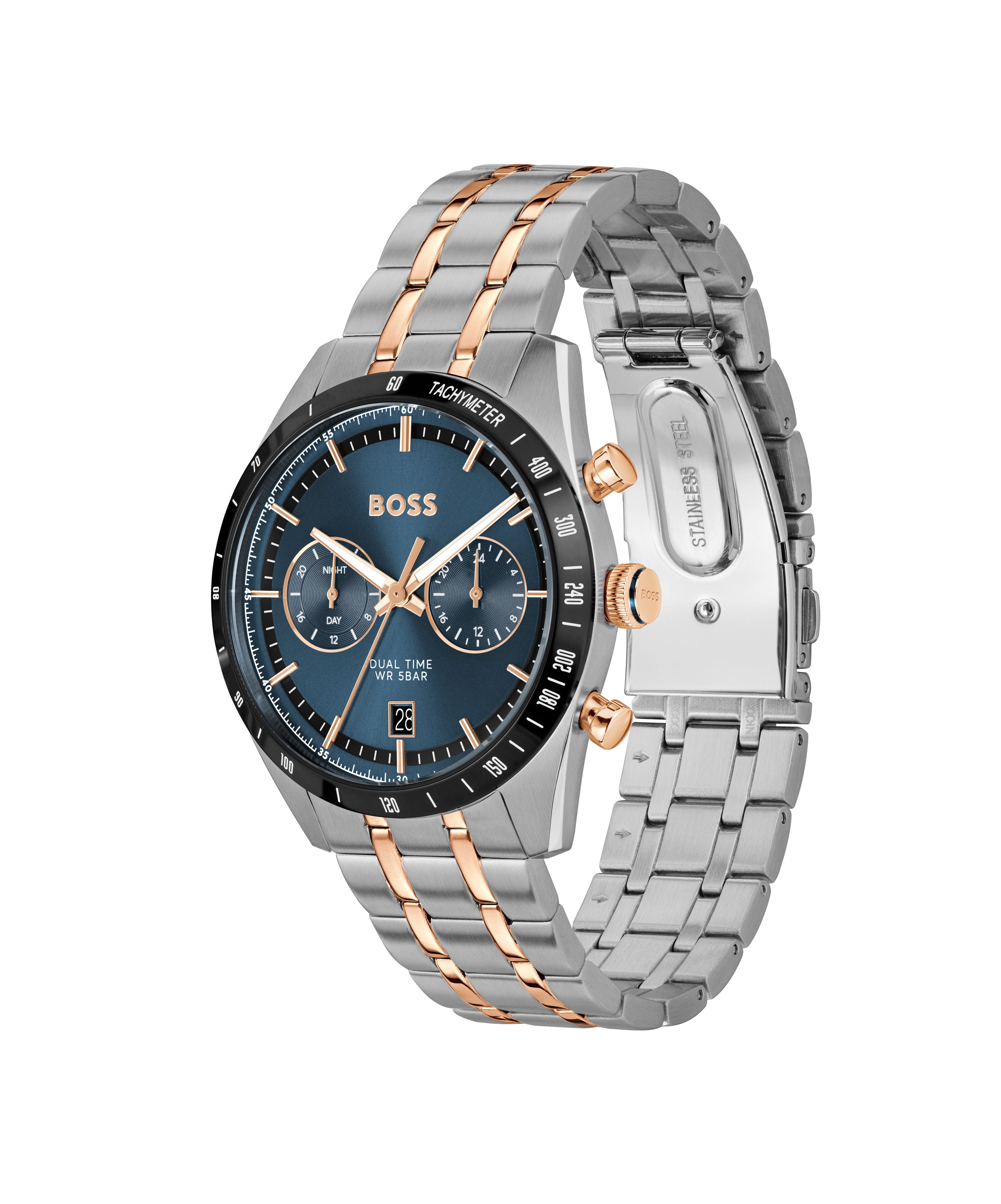 BOSS Multifunktionsuhr TOURMASTER 1514288, Quarzuhr, Armbanduhr, Herrenuhr, Edelstahlarmband, analog, Tag