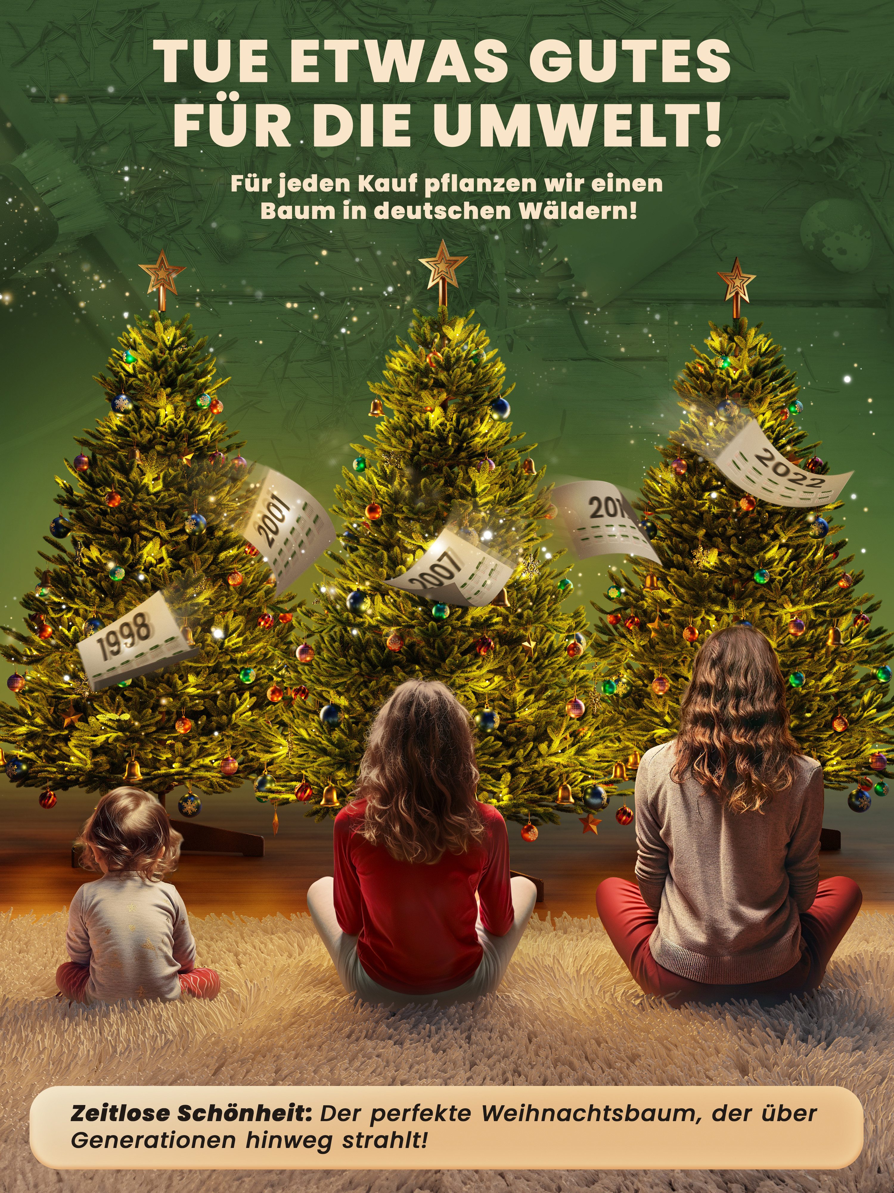 ArtiTree Künstlicher Weihnachtsbaum Nordfichte 100% PE Spritzguss, ohne Beleuchtung, 100-270 cm, wie echt, Kein nadeln, Inkl. Holzständer und Aufbewahrungstasch – Bild 4 von 5