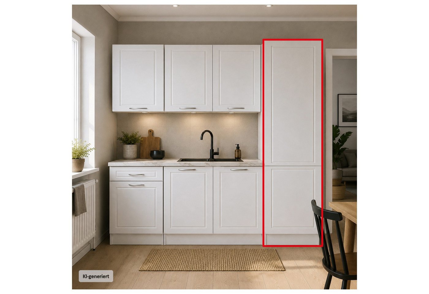 HTI-Living Hochschrank Küchenhochschrank Jenna Country Weiß 50 cm (1 Stück, 1-St., 1 Küchenhochschrank) Modular erweiterbar, Landhausstil, 8 Schrankfächer
