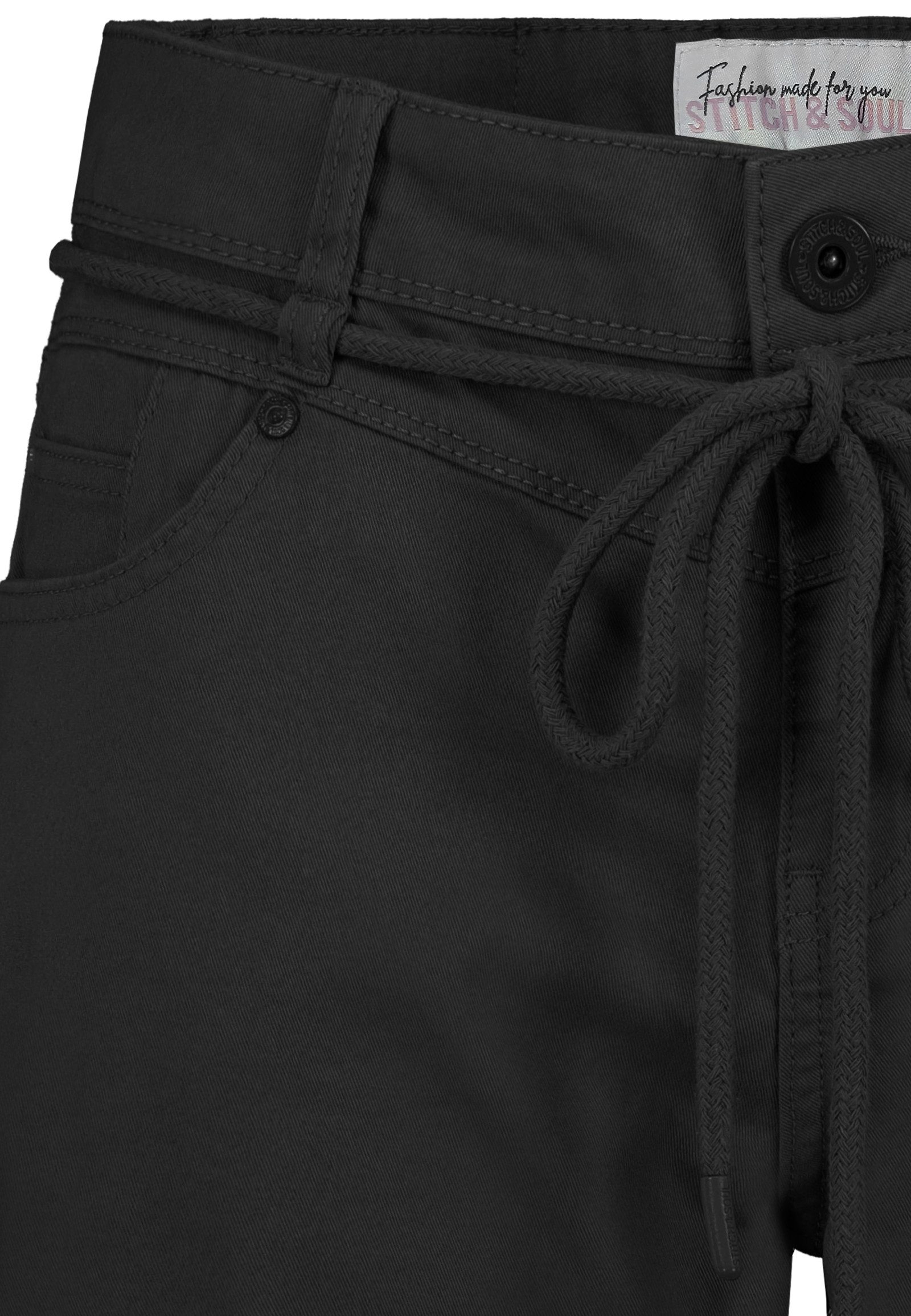 Stitch & Soul Bermudas Damen Short Bermuda kurze Hose Sommer Chino Stoff Hotpants mit Gürtel