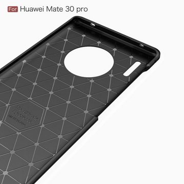 CoverKingz Handyhülle Huawei Mate 30 Pro Handy Hülle Schutzhülle Silikon Cover Carbon farben 16,58 cm (6,5 Zoll), Handyhülle Bumper Silikoncover Softcase Carbonfarben