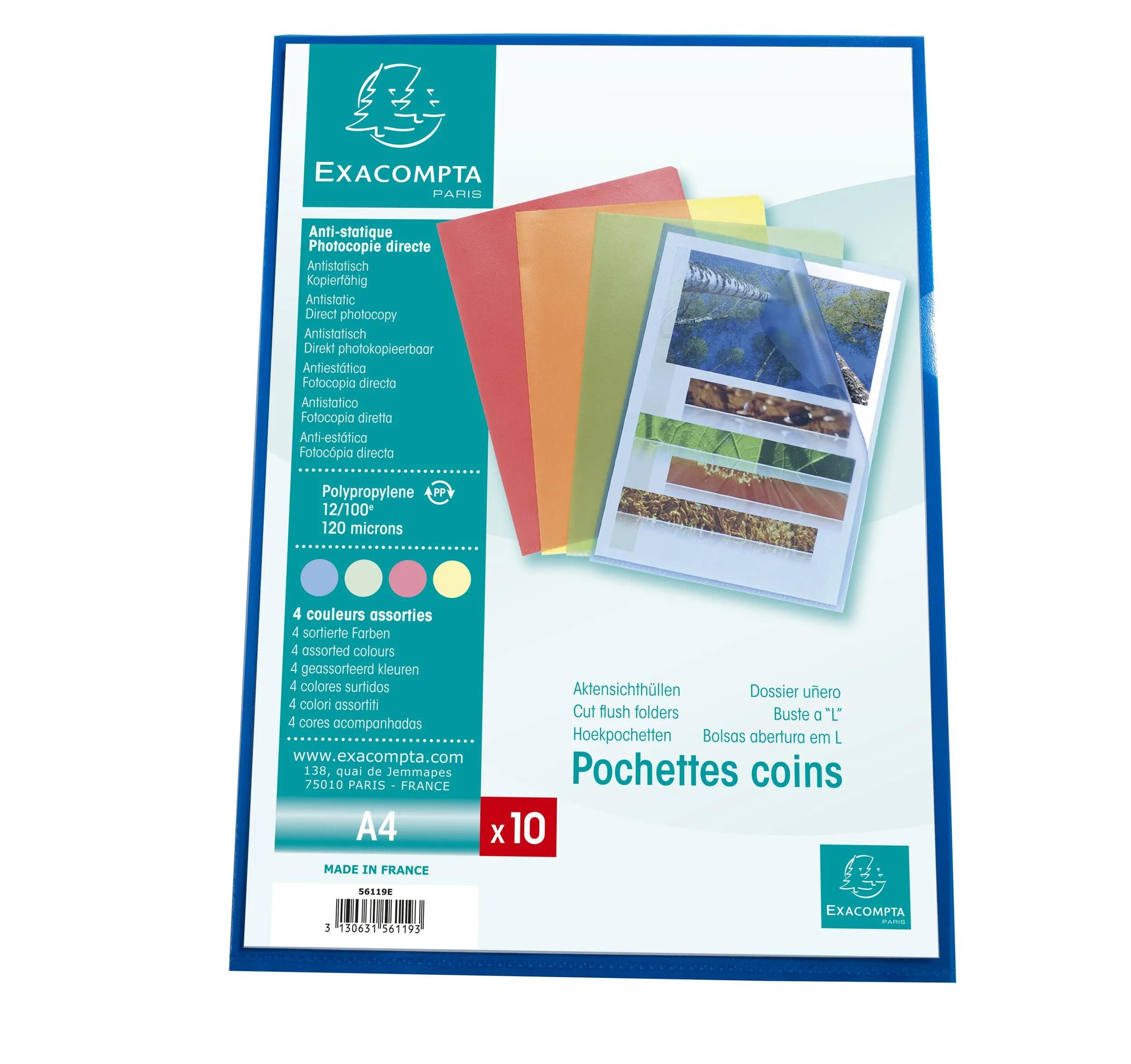 Prospekthülle 10x Pack 10 Aktensichthüllen genarbtem PP 120µ, A4, sortiert, 56119E