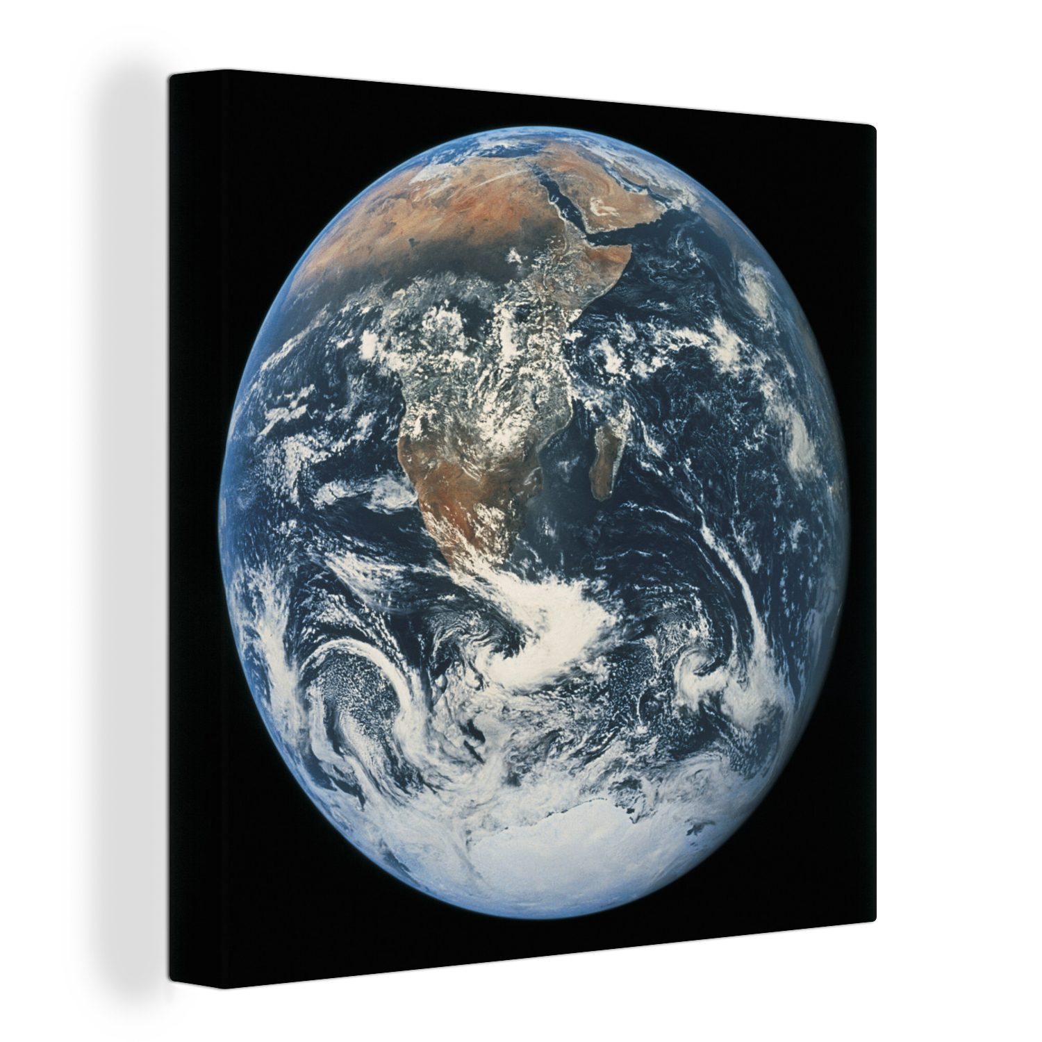 OneMillionCanvasses® Leinwandbild Der Planet Erde vor einem dunklen Himmel, (1 St), Leinwand Bilder für Wohnzimmer Schlafzimmer