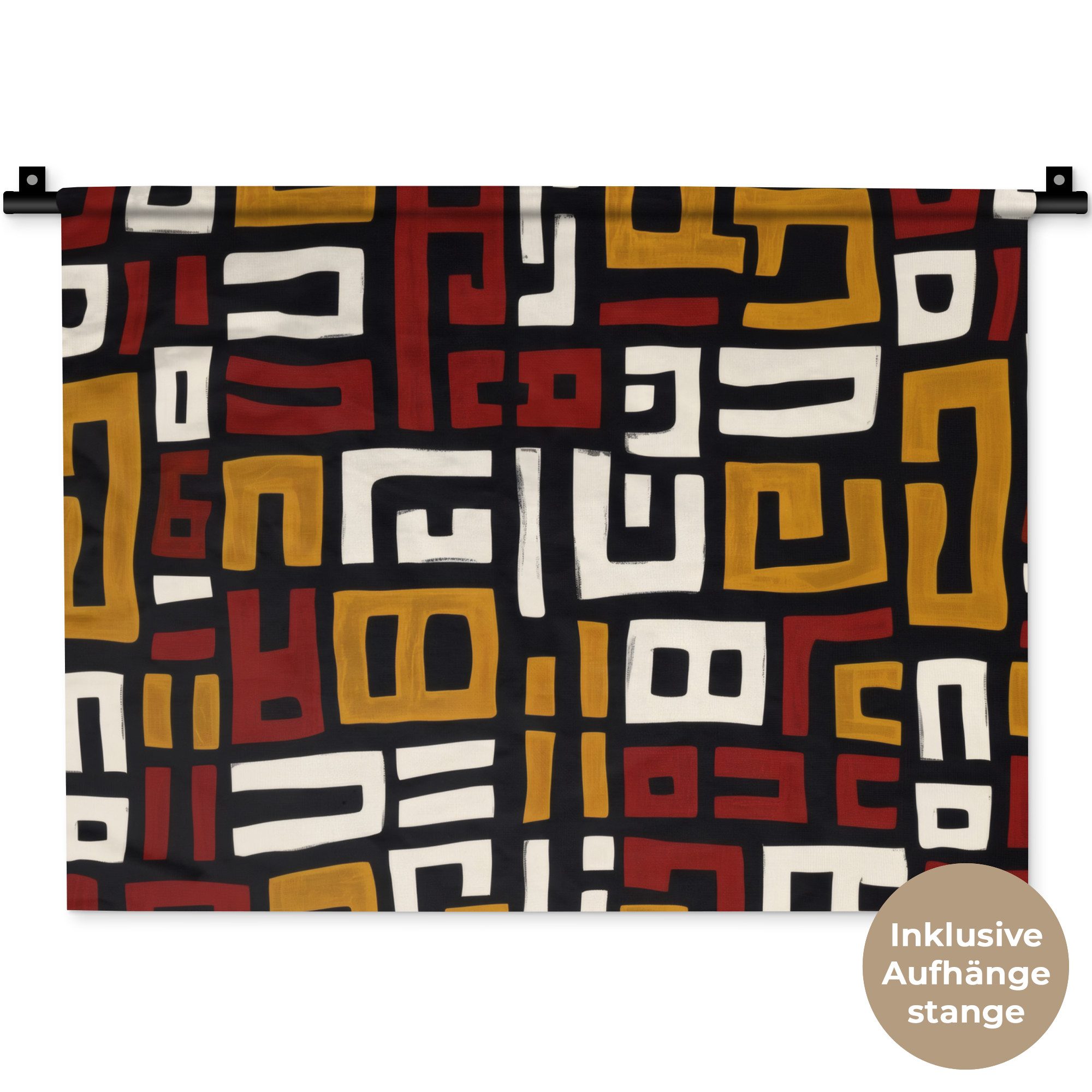 MuchoWow Wandteppich Abstrakt - Muster - Rot, Rechteckig, Höhe: 3 mm, Wanddeko Teppich Wohnzimmer, Schlafzimmer, 60x45 cm