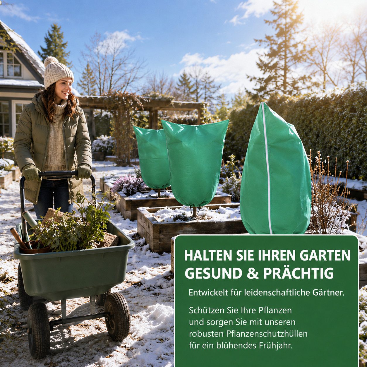 LEMLIT Winterschutzhaube Winterschutz für Pflanzen Frostschutz Kübelpflanzen (5 Stück, 5-St), Wiederverwendbarer für Pflanzen, gegen Frost, Schnee, Hagel, Vögel – Bild 4 von 5
