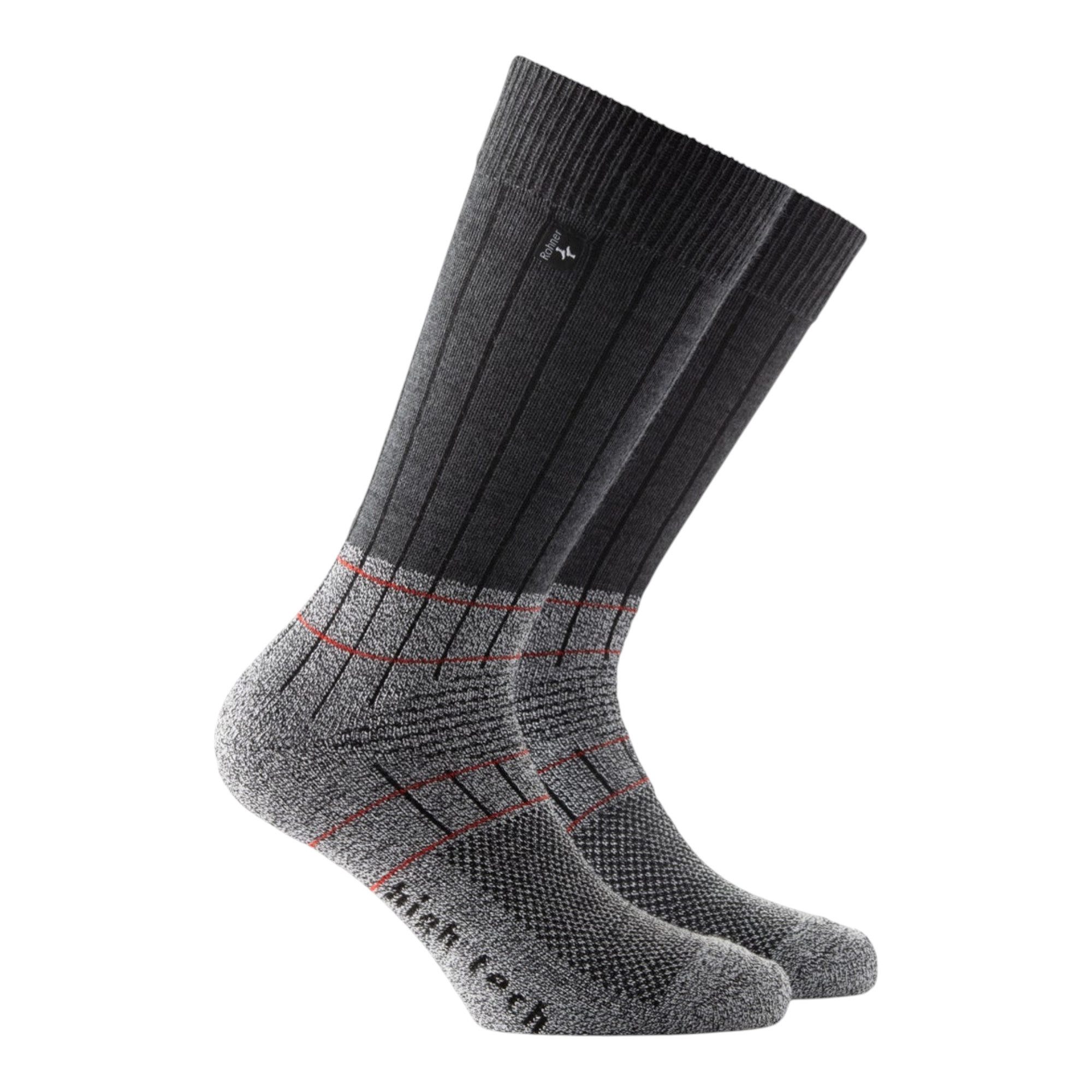Rohner Socks Wandersocken Fibre High Tech (Coolmax-Fasern/Merinowolle) anthrazit/grau - 1 Paar