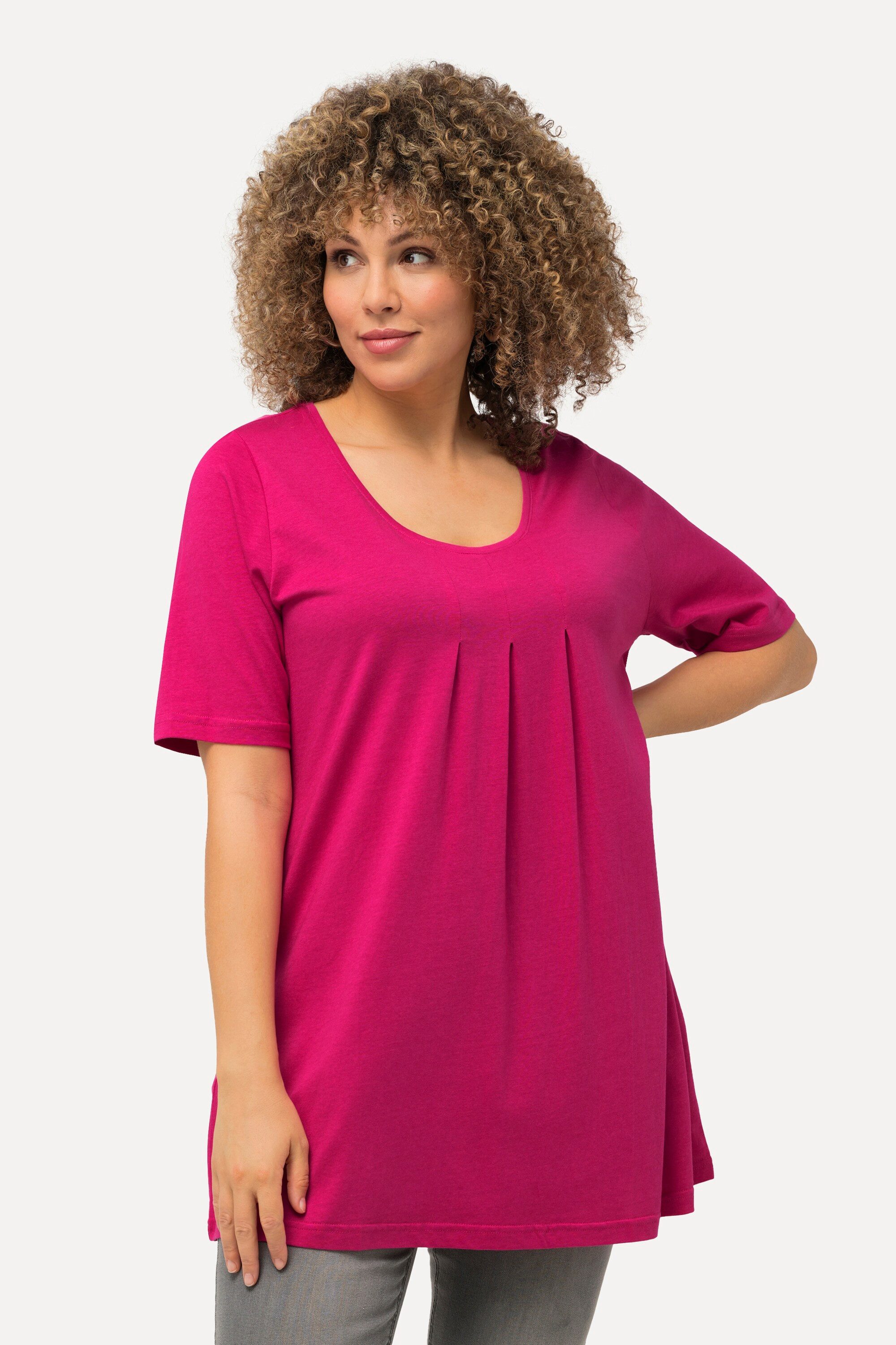 Ulla Popken T-Shirt T-Shirt Zierfalten A-Linie günstig online kaufen