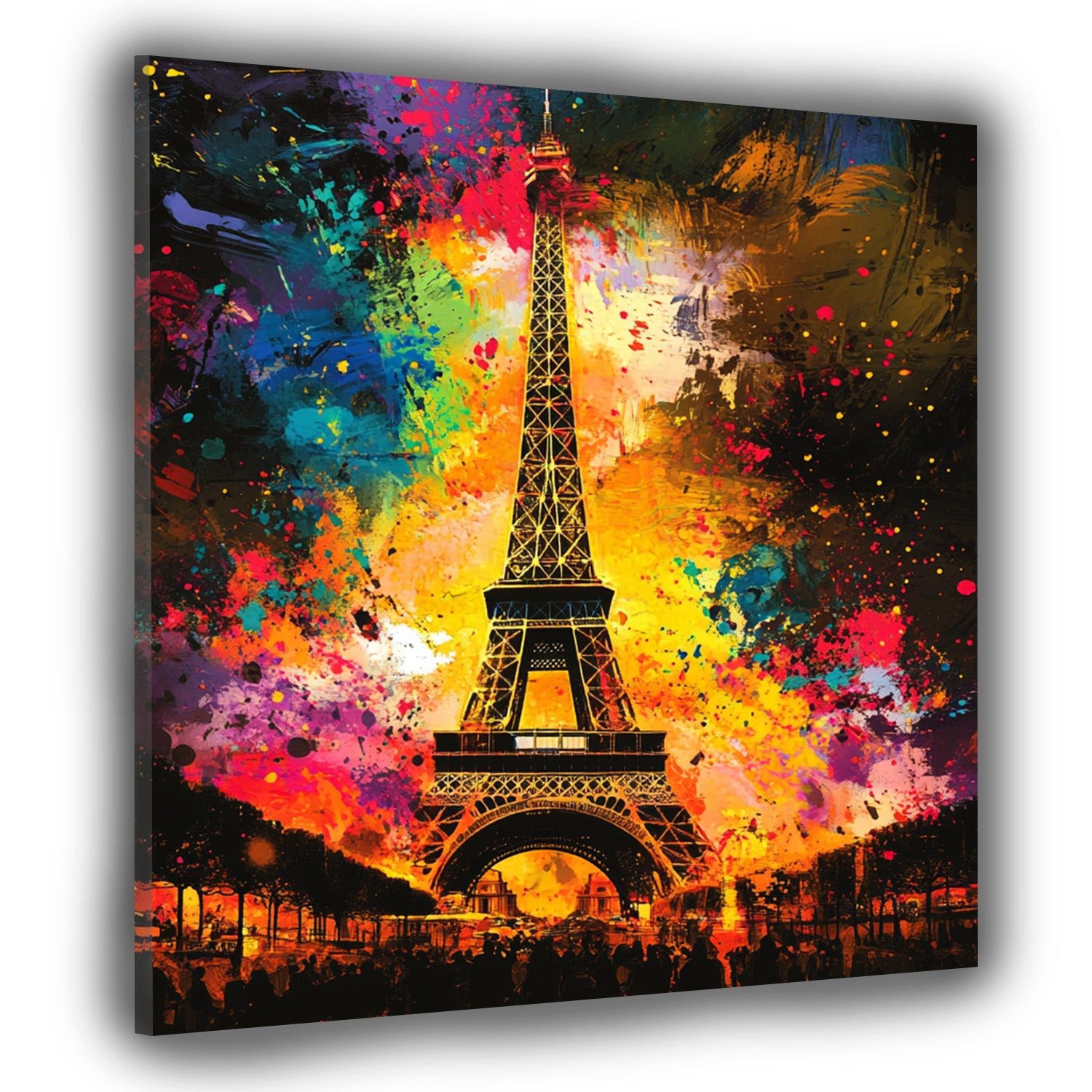 Artedinoi Leinwandbild Abstrakt Paris Eiffelturm Pop Art farbenfroh Leinwandbild Wandbild XL, Paris mit Eiffelturm, bunt