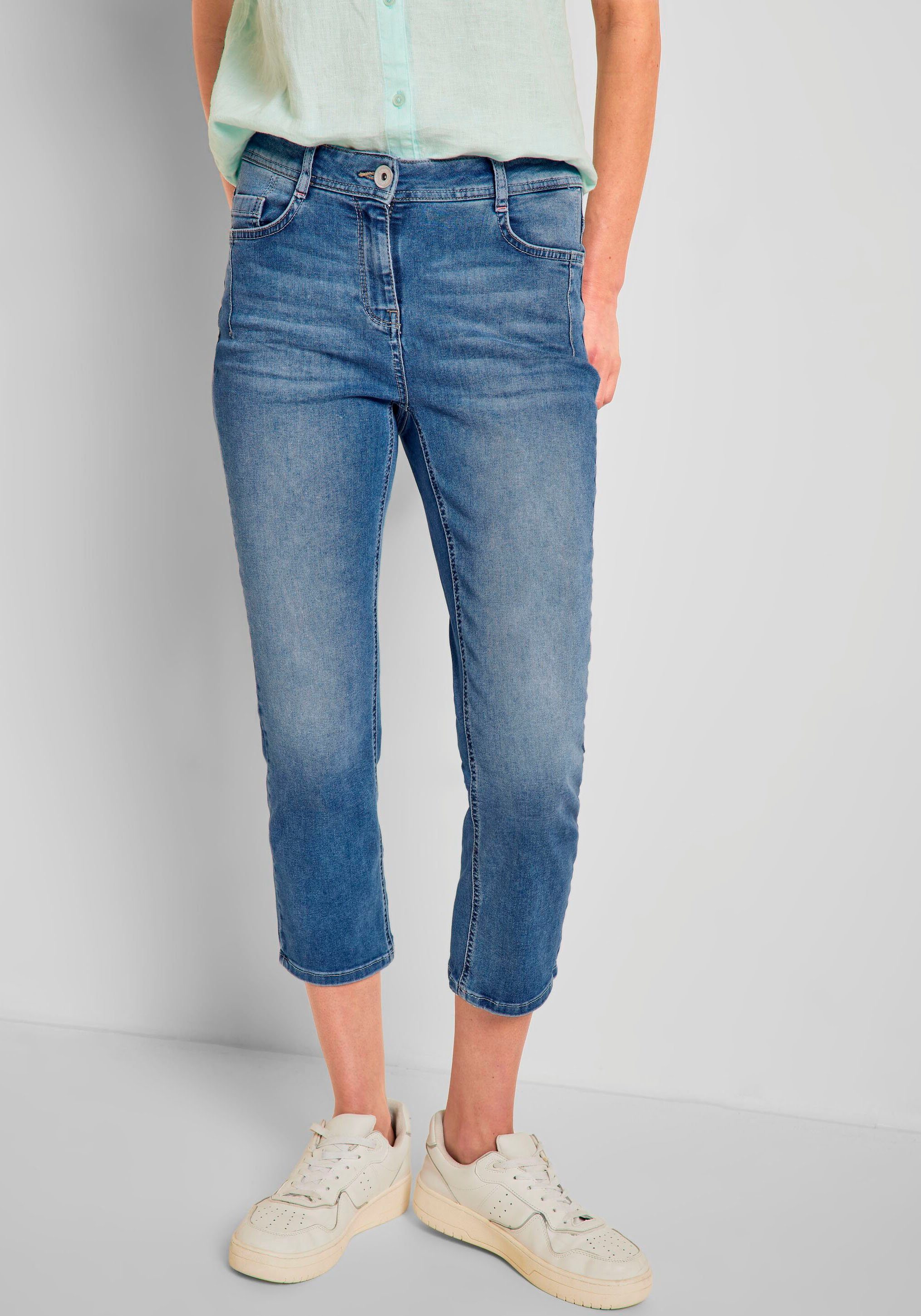 Cecil 7/8-Jeans im und Hoher 5-Pocket-Style, schmales Bein Bund