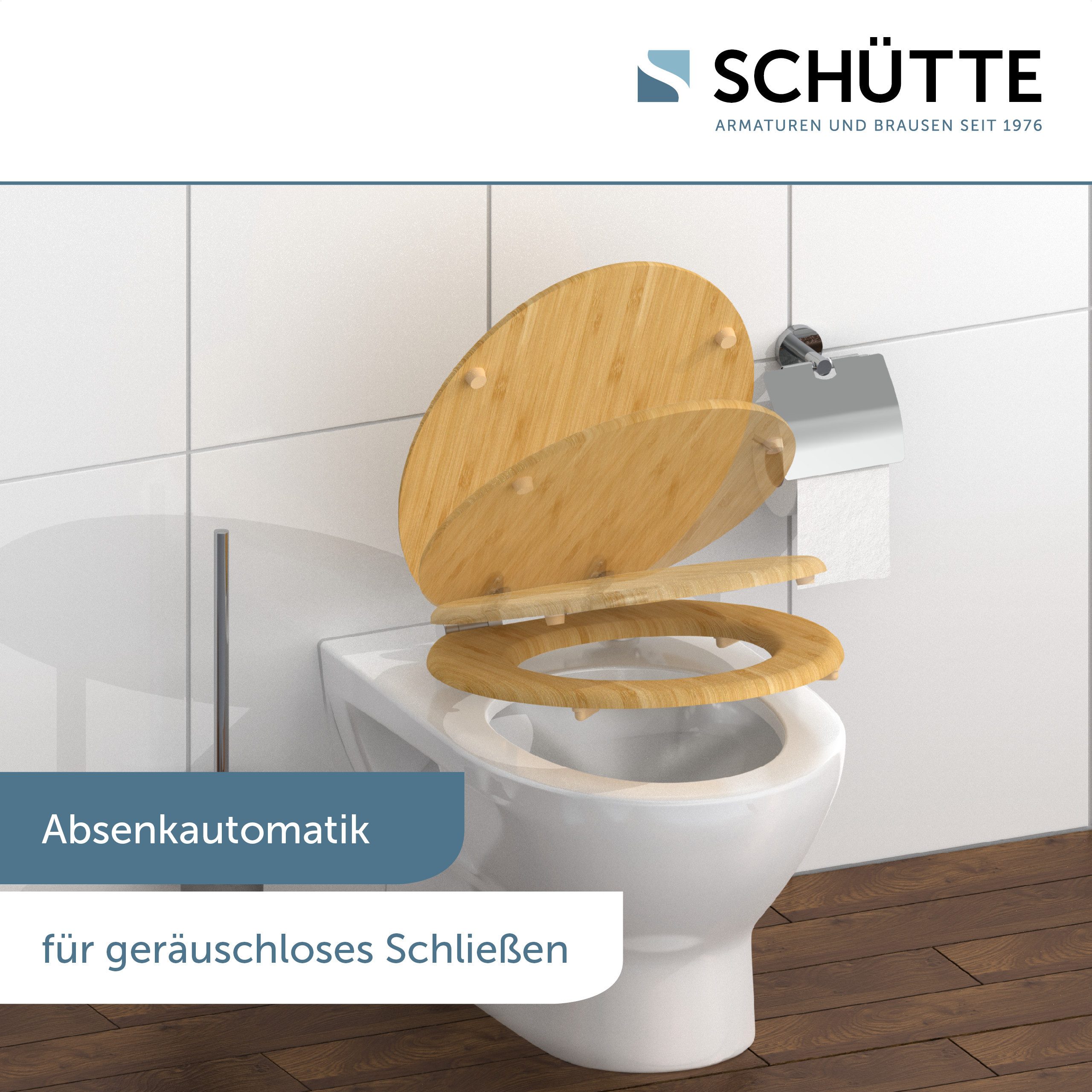 Schütte WC-Sitz Bambus (1-St), bruchsicher und kratzfest, Absenkautomatik, Standardmaß