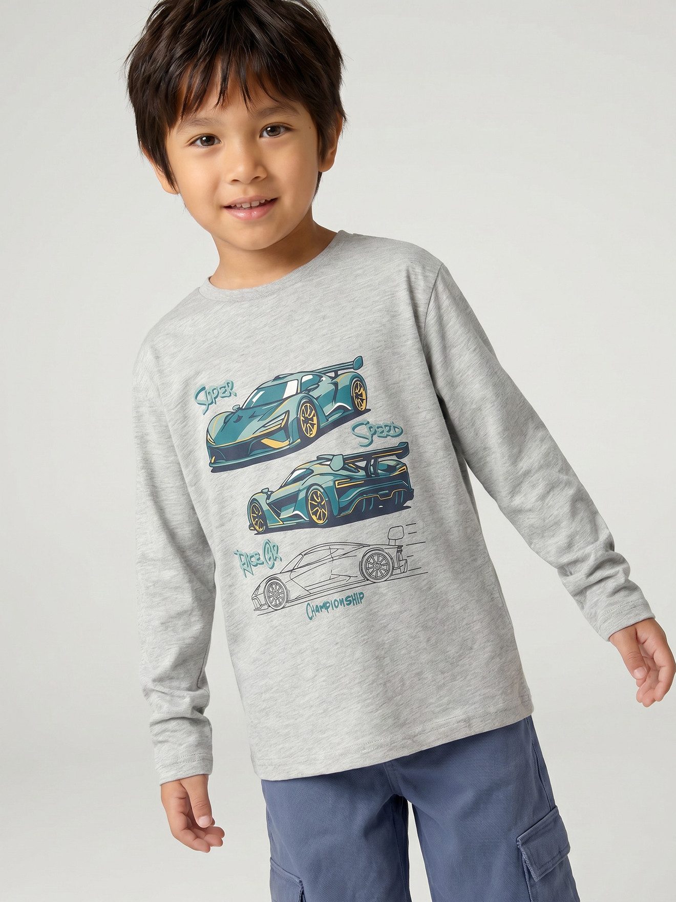 vertbaudet Langarmshirt Jungen Shirt mit witzigem Sport-Print – Bild 4 von 5