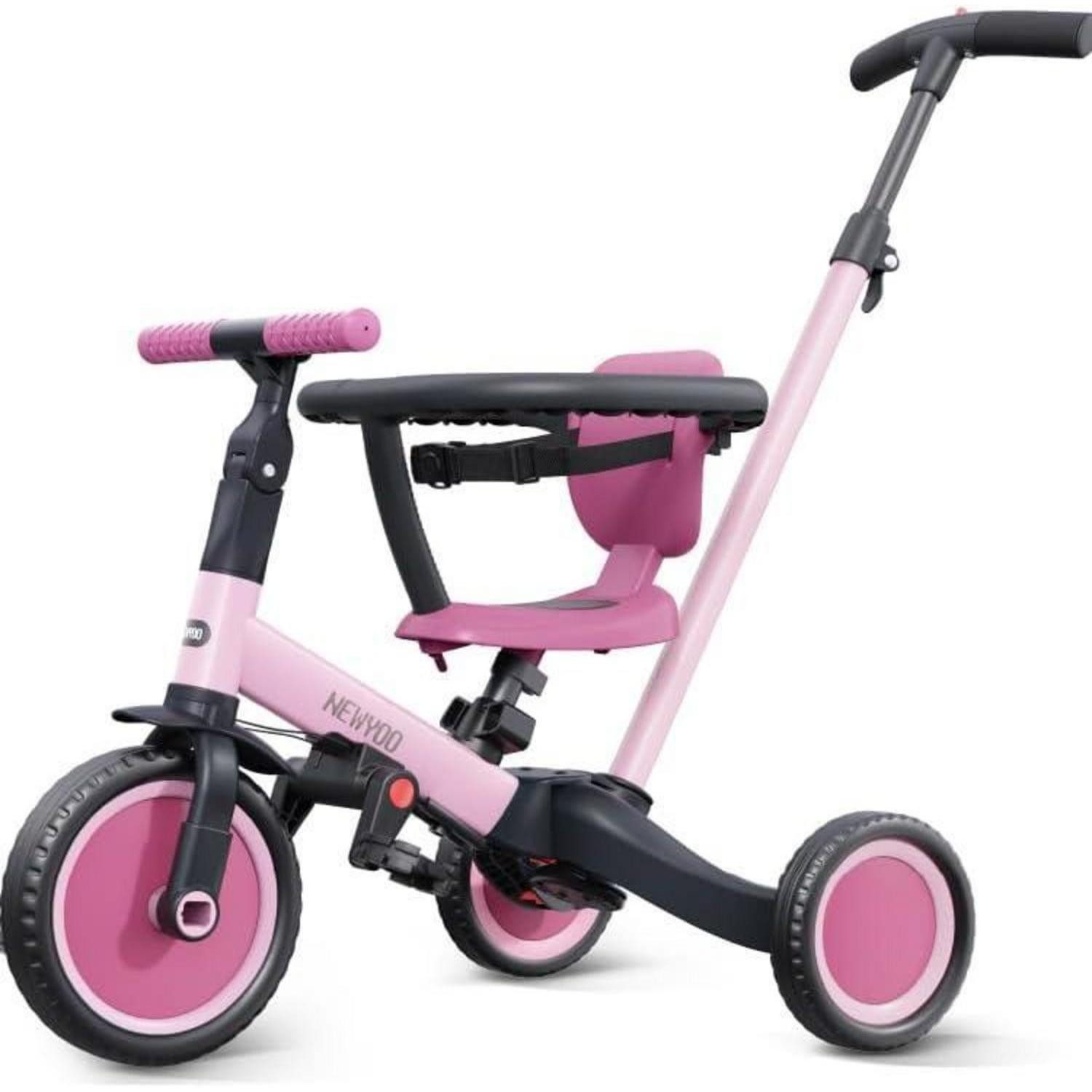 LuxusKollektion Dreirad Dreirad 5in1 Laufrad Schubstange Lenkstange Sicherheitsbüge Rose Pink