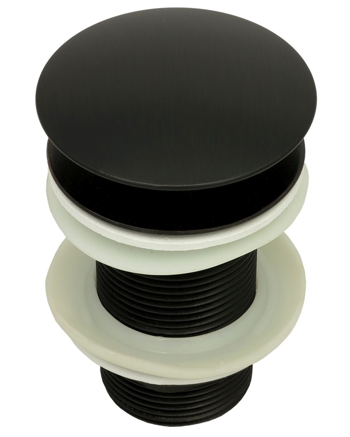 dirks-traumbad Ablaufgarnitur Ablaufgarnitur ohne Überlauf Waschbecken Pop Up Ablaufventil Nostalgie Abflussrohr Ventil Abfluss Messing schwarz Click System