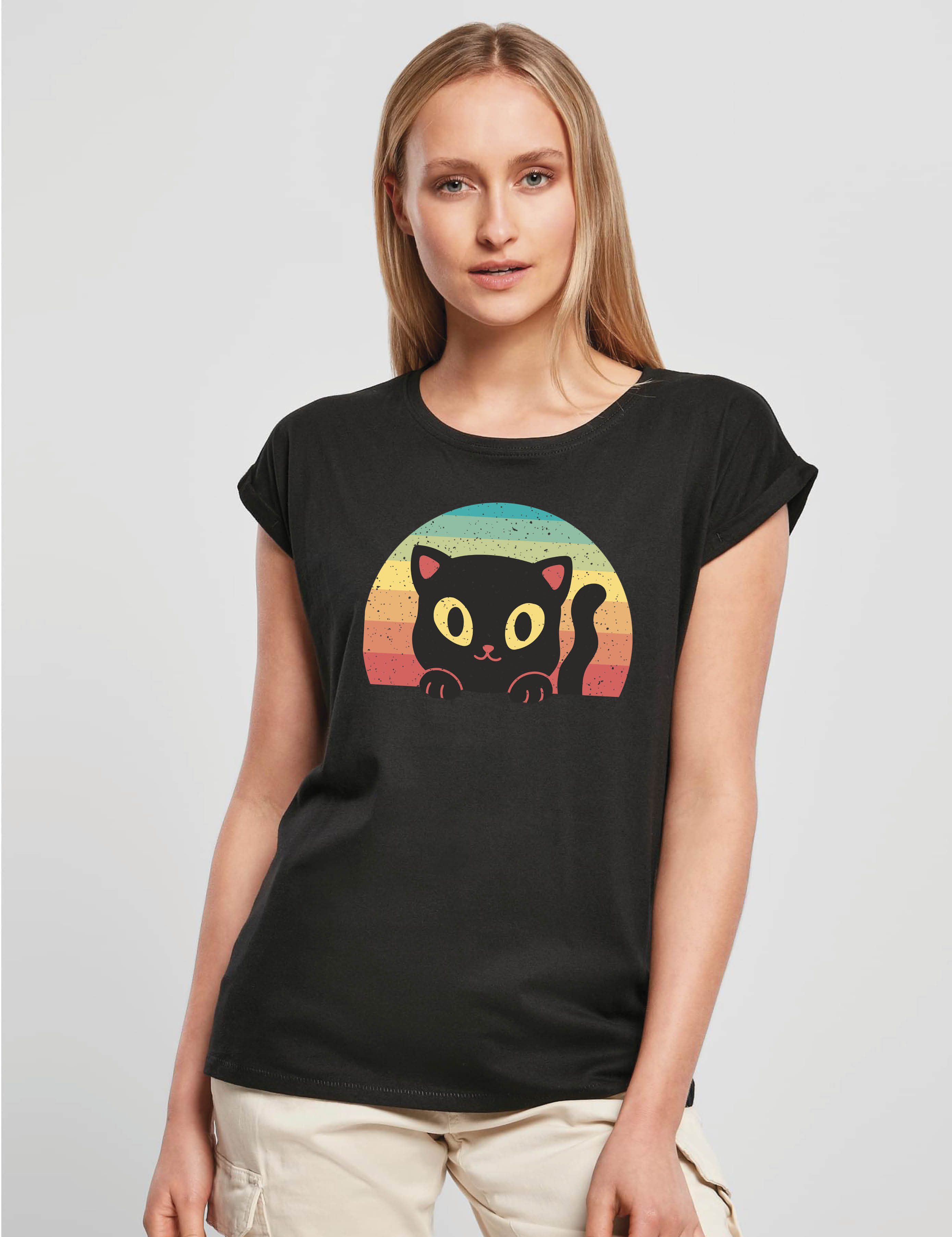 Youth Designz Print-Shirt "Retro Black Cat" günstig online kaufen