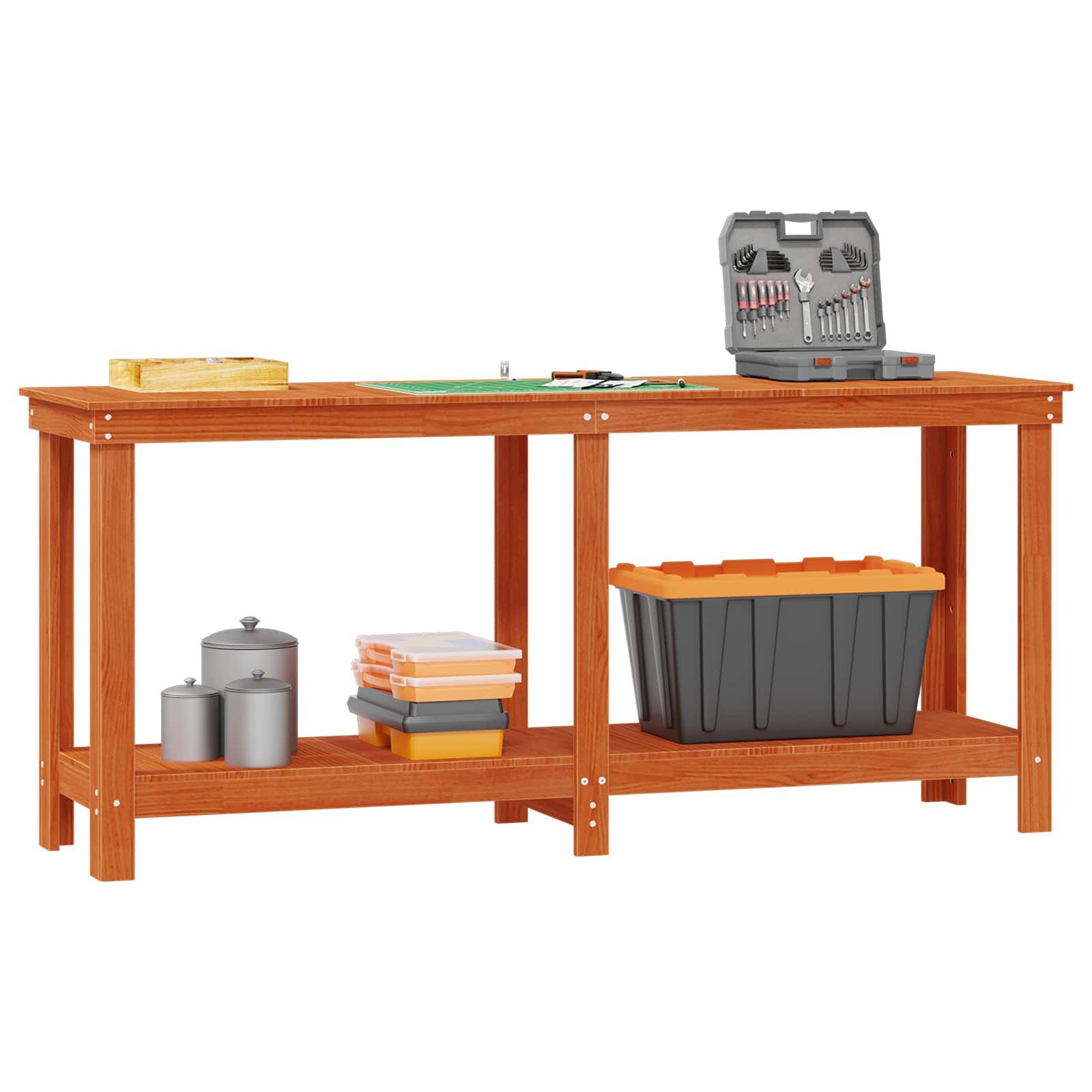 vidaXL Werkbank Werkbank Wachsbraun 180 x 50 x 80 cm Massives Kiefernholz, (1-tlg)