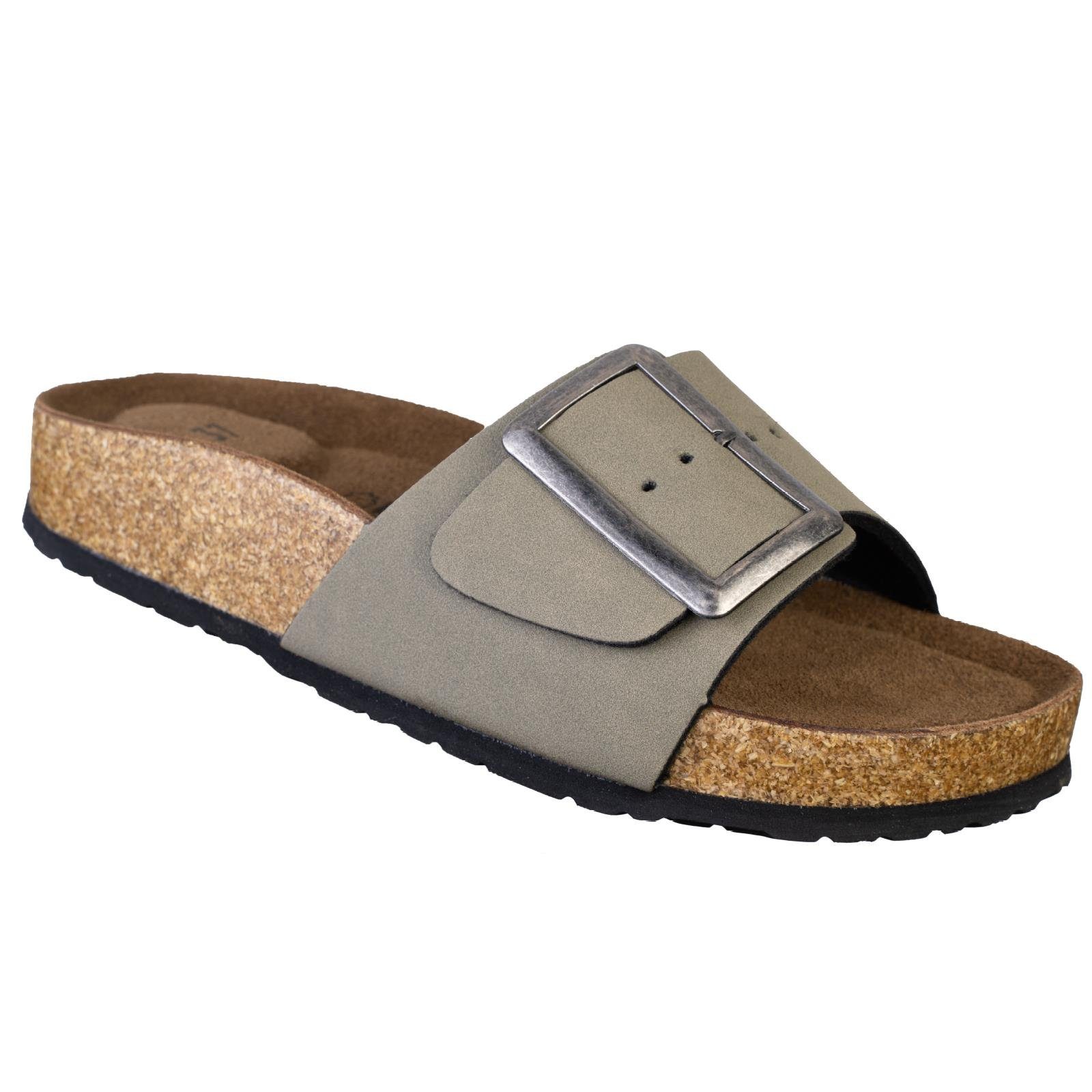 Biosoft & Größe - Sandale 37 Hurdy Optik Leder Walk Comfort Sandalen Khaki Easy Sommer 43 Biosoft Damen Flache