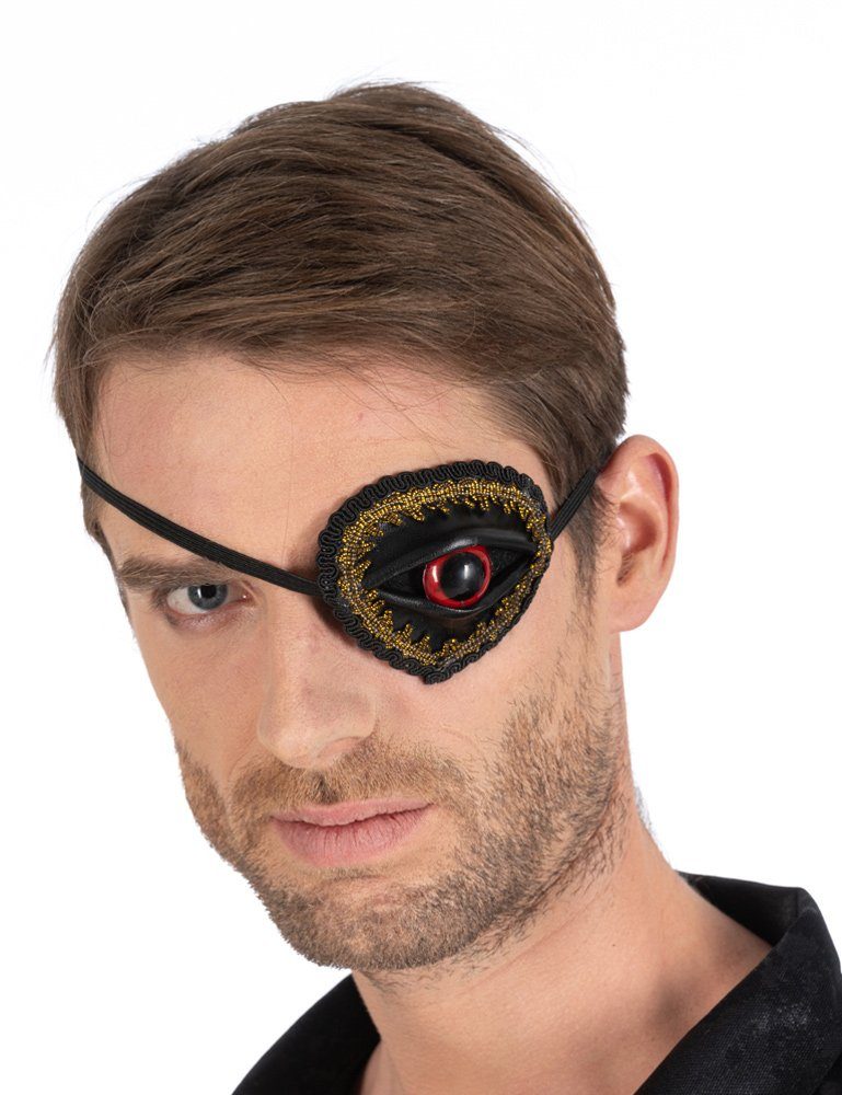 CHAKS Verkleidungsmaske Gruselige Augenklappe 'Red Eye', Schwarz Rot