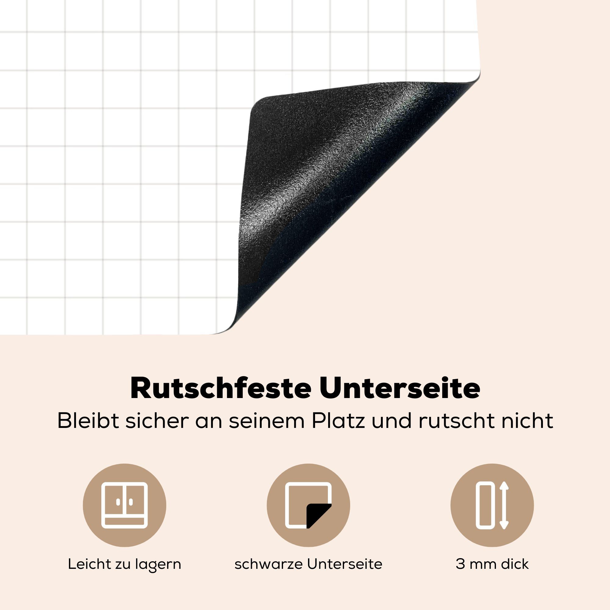 für Herdblende-/Abdeckplatte küche Arbeitsplatte tlg), - Vinyl, und Ceranfeldabdeckung, cm, Einfach weiß, (1 Weltkarte - MuchoWow 78x78 Schwarz