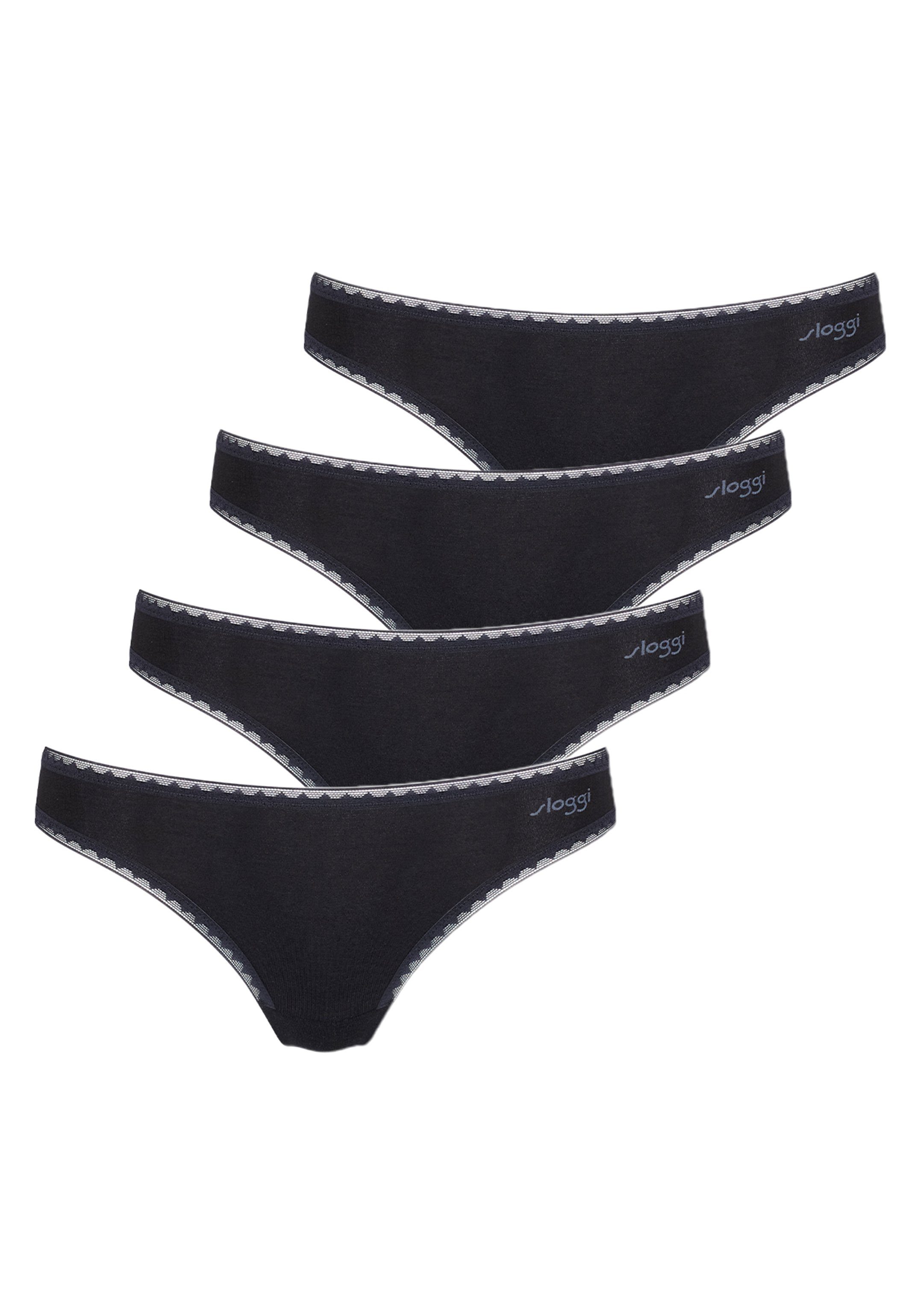 Sloggi Brasilslip 4er Pack Go Black Brazil Material - Baumwolle (Spar-Set, 4-St) hochwertiges Weiches und - Slip