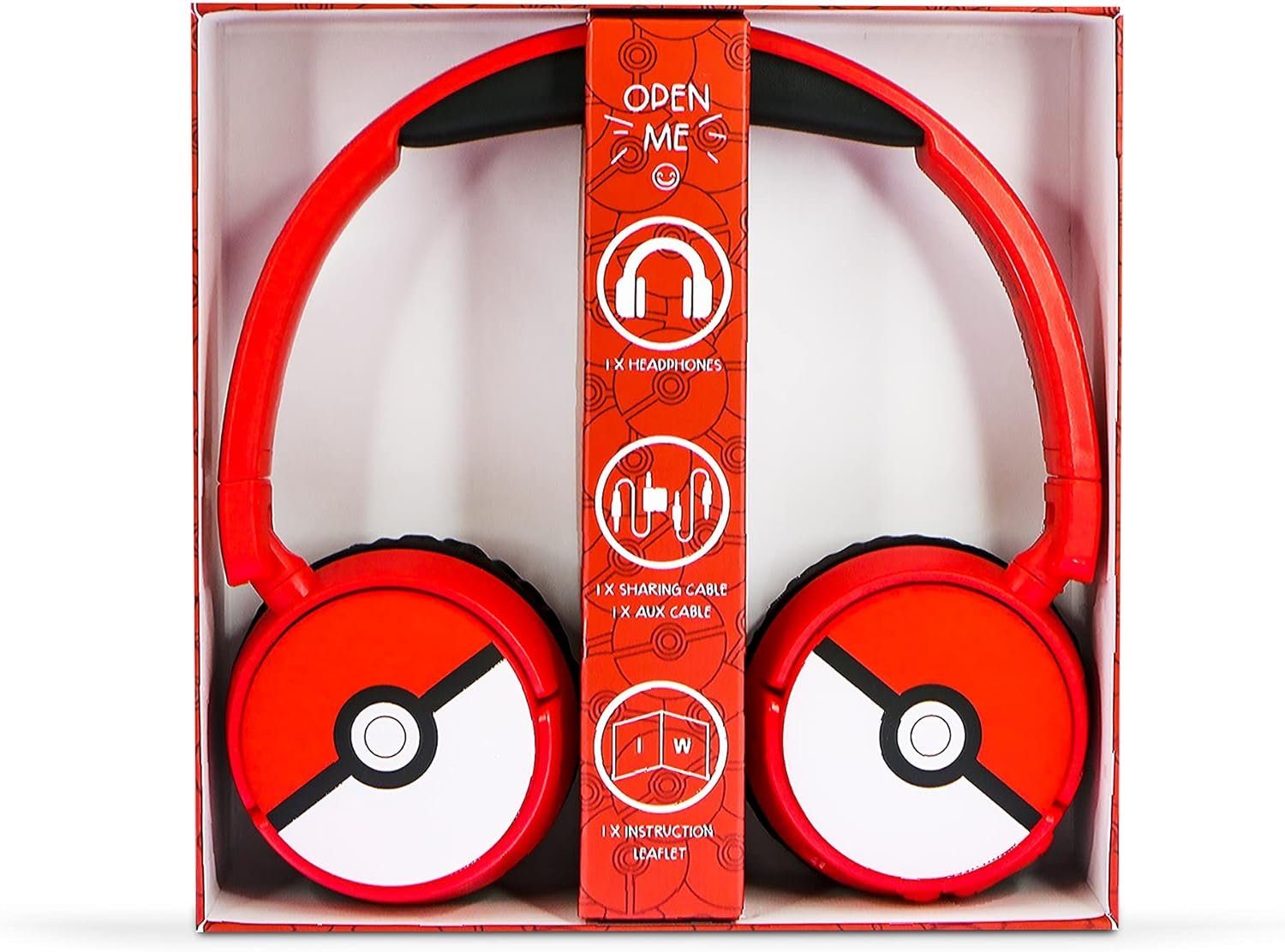 kabellos, Lieferumfang Zusätzliches Ball Pokémon Kinder-Kopfhörer, (Bluetooth, Rot im 3,5-mm-Audio-Sharing-Kabel enthalten) OTL Poké Kinder-Kopfhörer