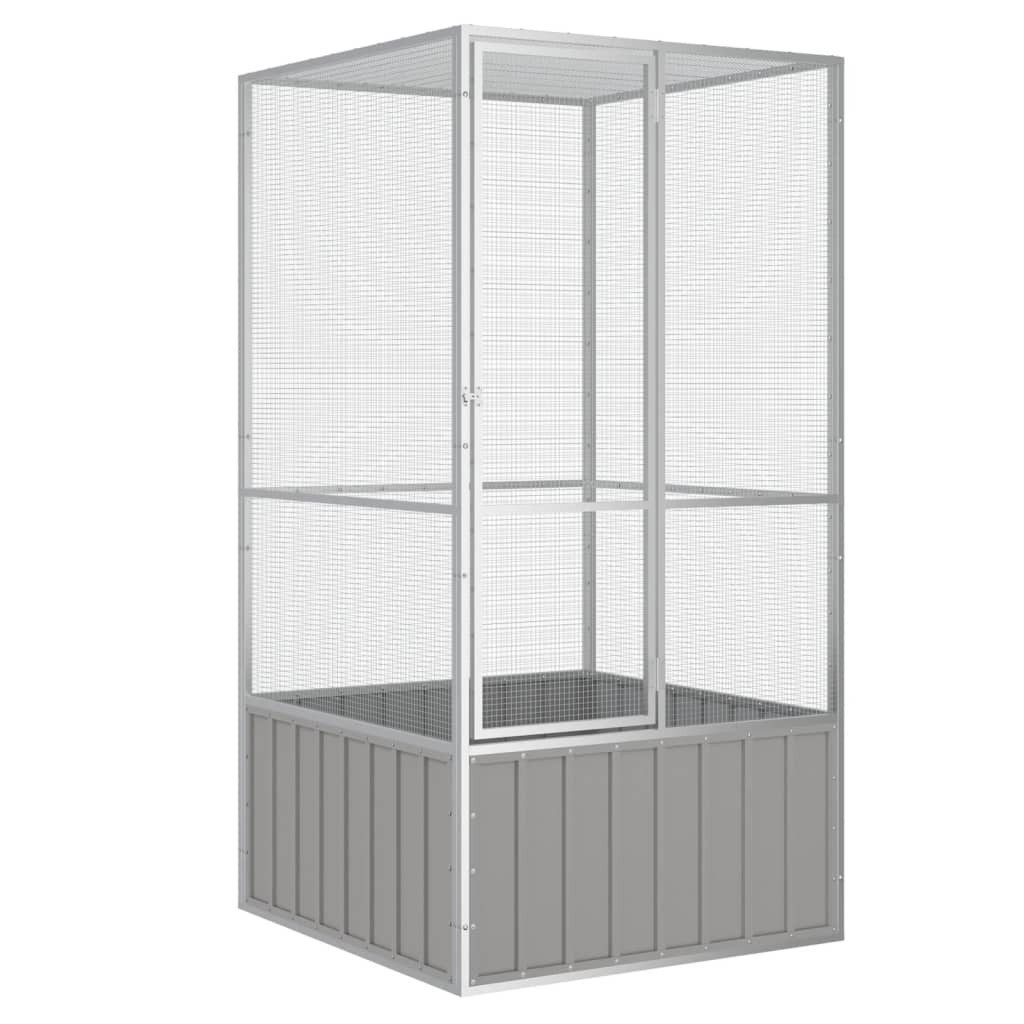 vidaXL Vogelkäfig, Vogelkäfig Grau 111x107x211,5 cm Verzinkter Stahl