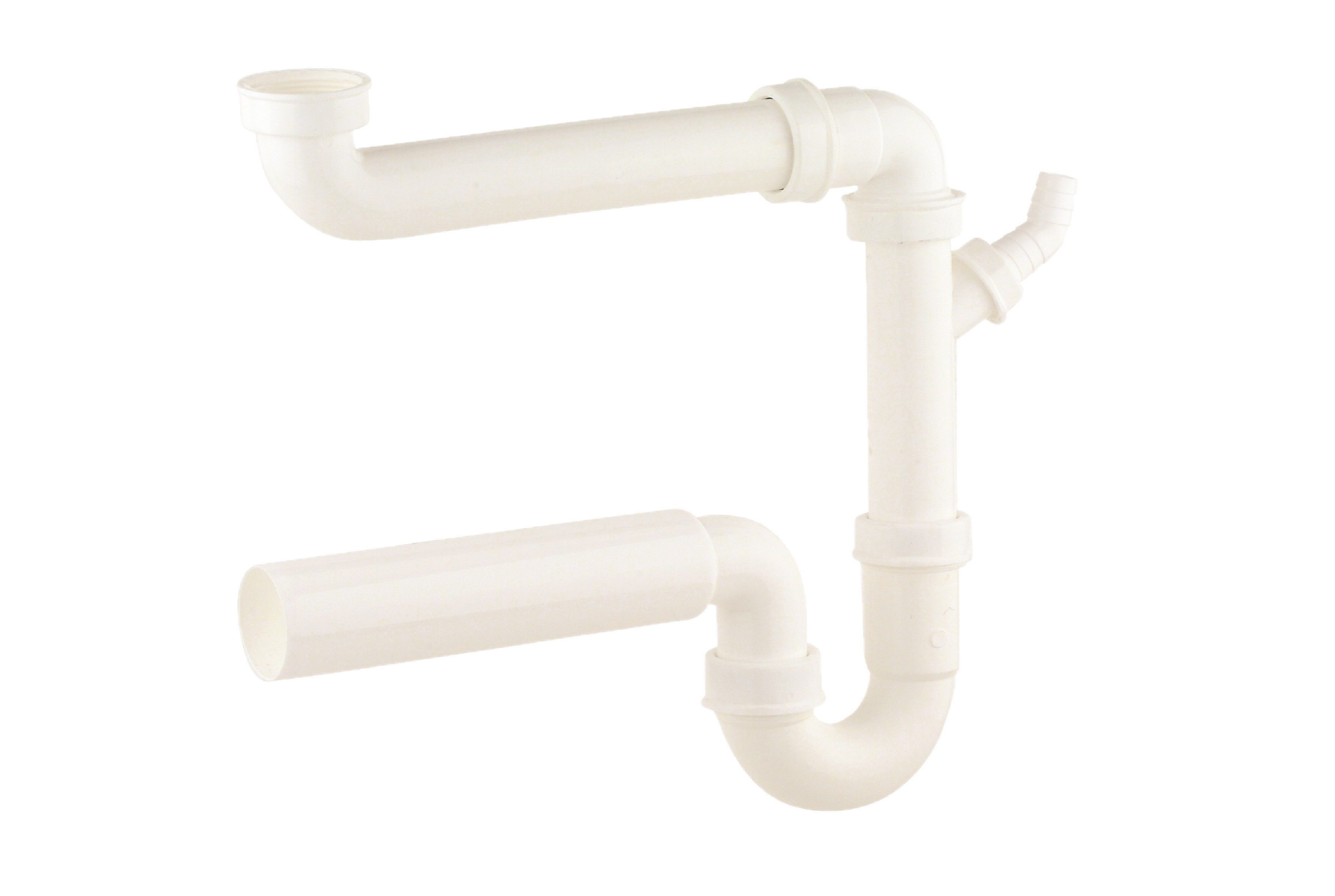 Kirchhoff Siphon Raumspar-Spültisch-Röhrensiphon, Weiß, Geräteanschluss