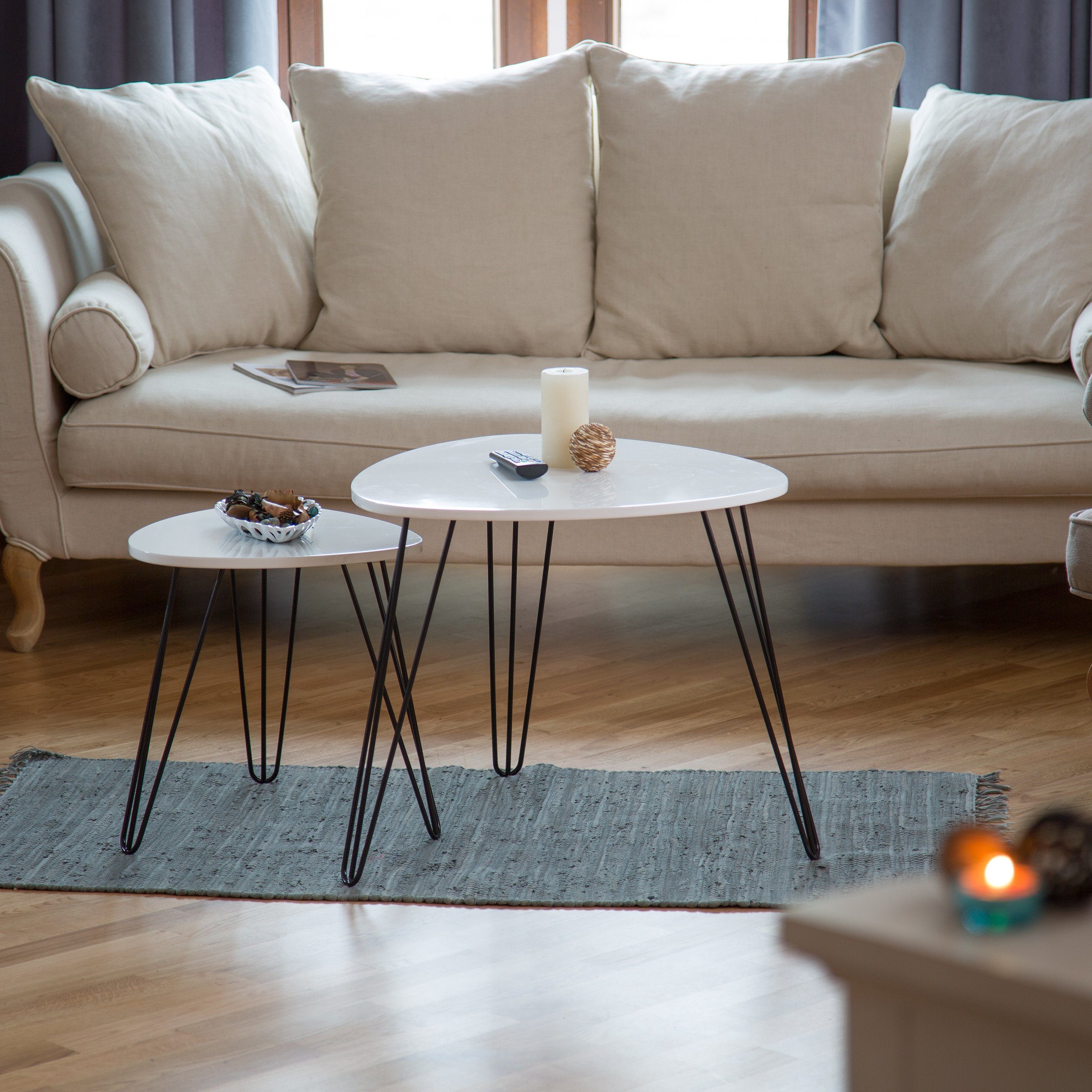 relaxdays Beistelltisch weiß 2er Set, eckig günstig online kaufen