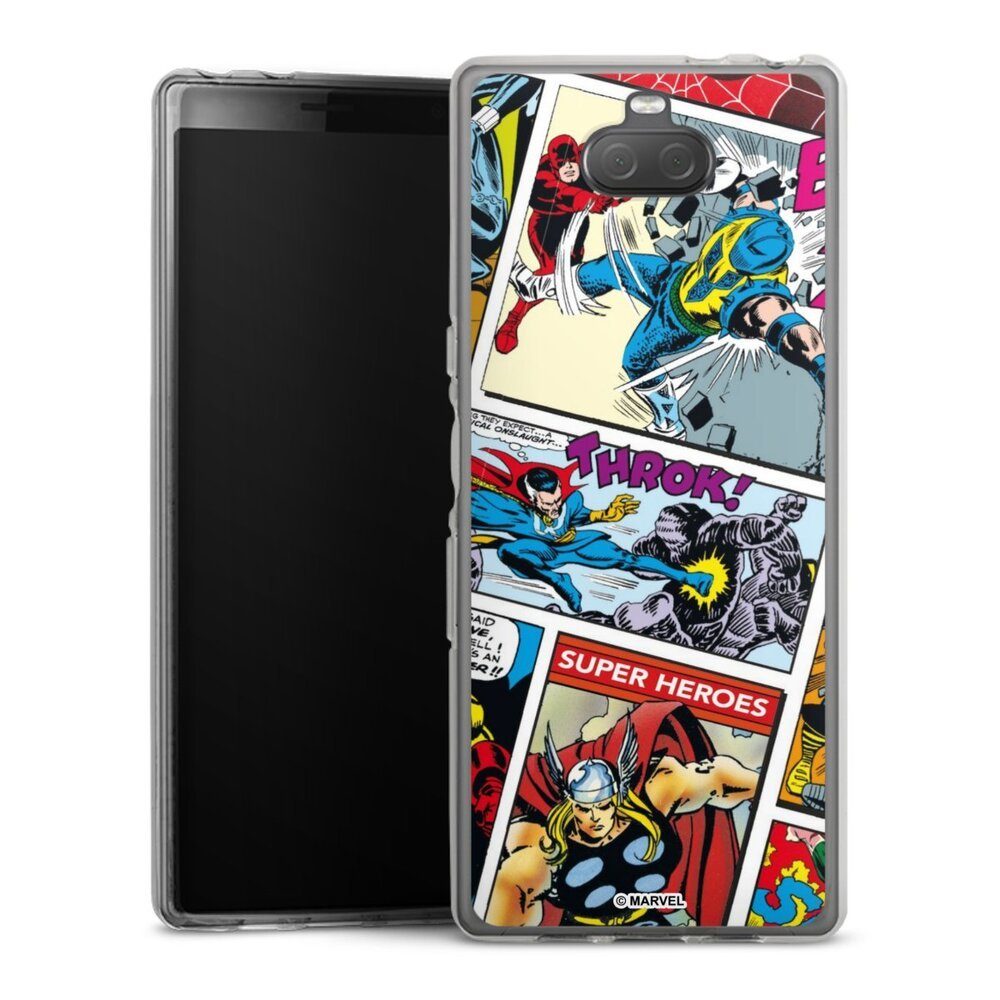 DeinDesign Handyhülle Marvel Retro Comic Blue, Sony Xperia 10 Silikon Hülle Bumper Case Handy Schutzhülle