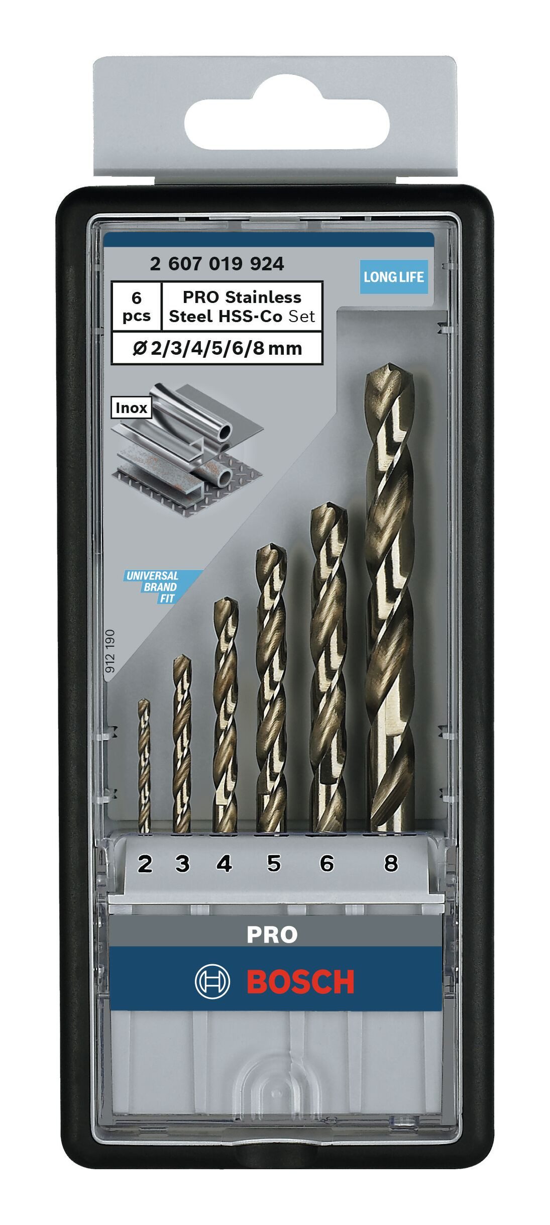 BOSCH Metallbohrer Pro Stainless Steel, (6 Teile), Stainless Steel HSS-Co Set, 6-teilig