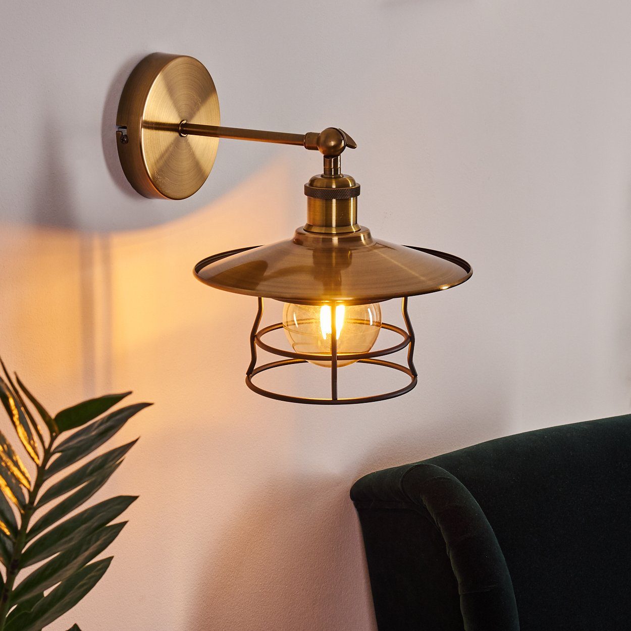 Lichteffekt verstellbare Design mit E27, in Wandlampe Bronze/Gold/Schwarz, aus hofstein ohne »Grello« Metall Wandleuchte Wandspot Retro/Vintage Leuchtmittel, in Gitter-Optik im