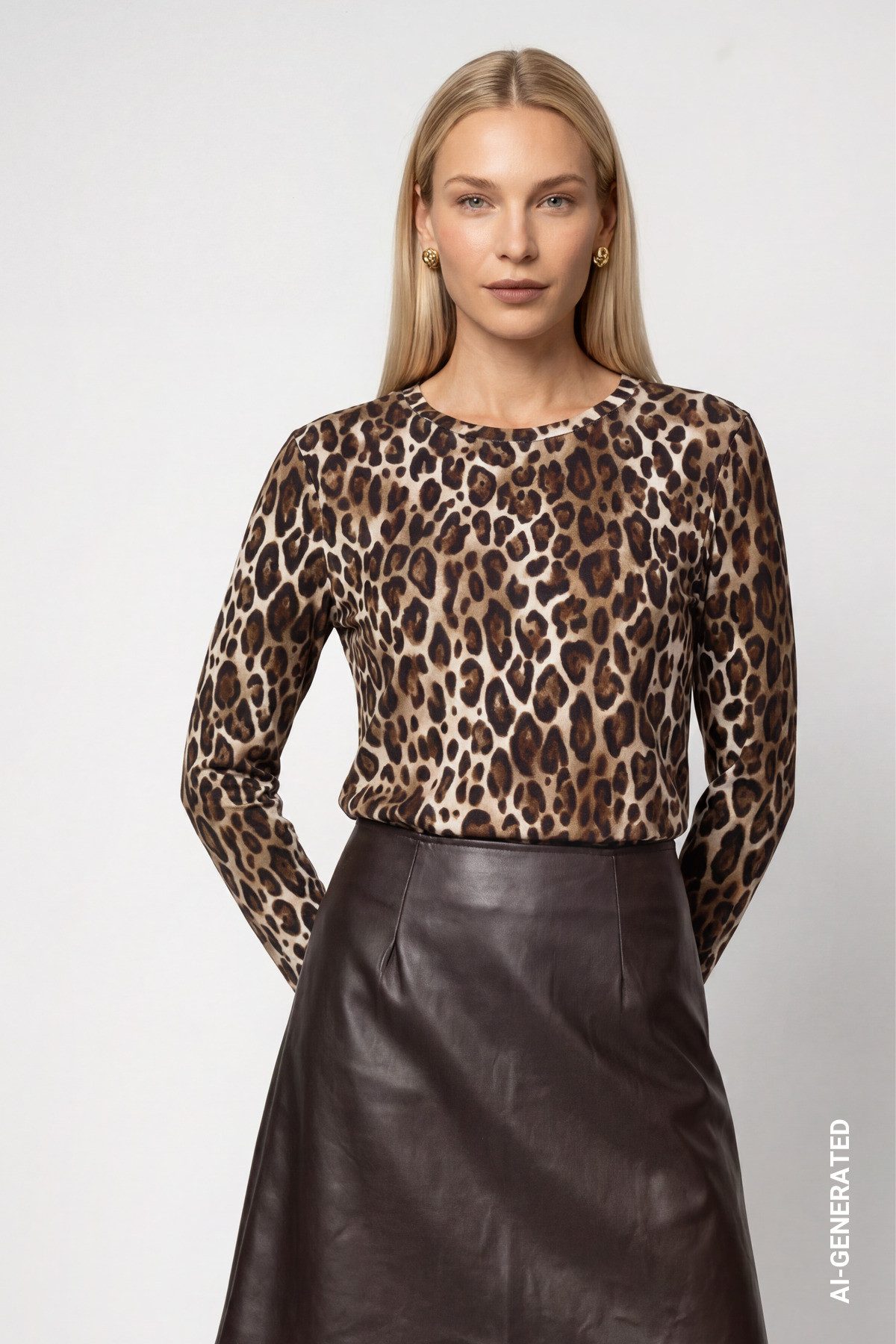 Monari Langarmshirt Shirt Leo allover Regular fit mit Leomuster