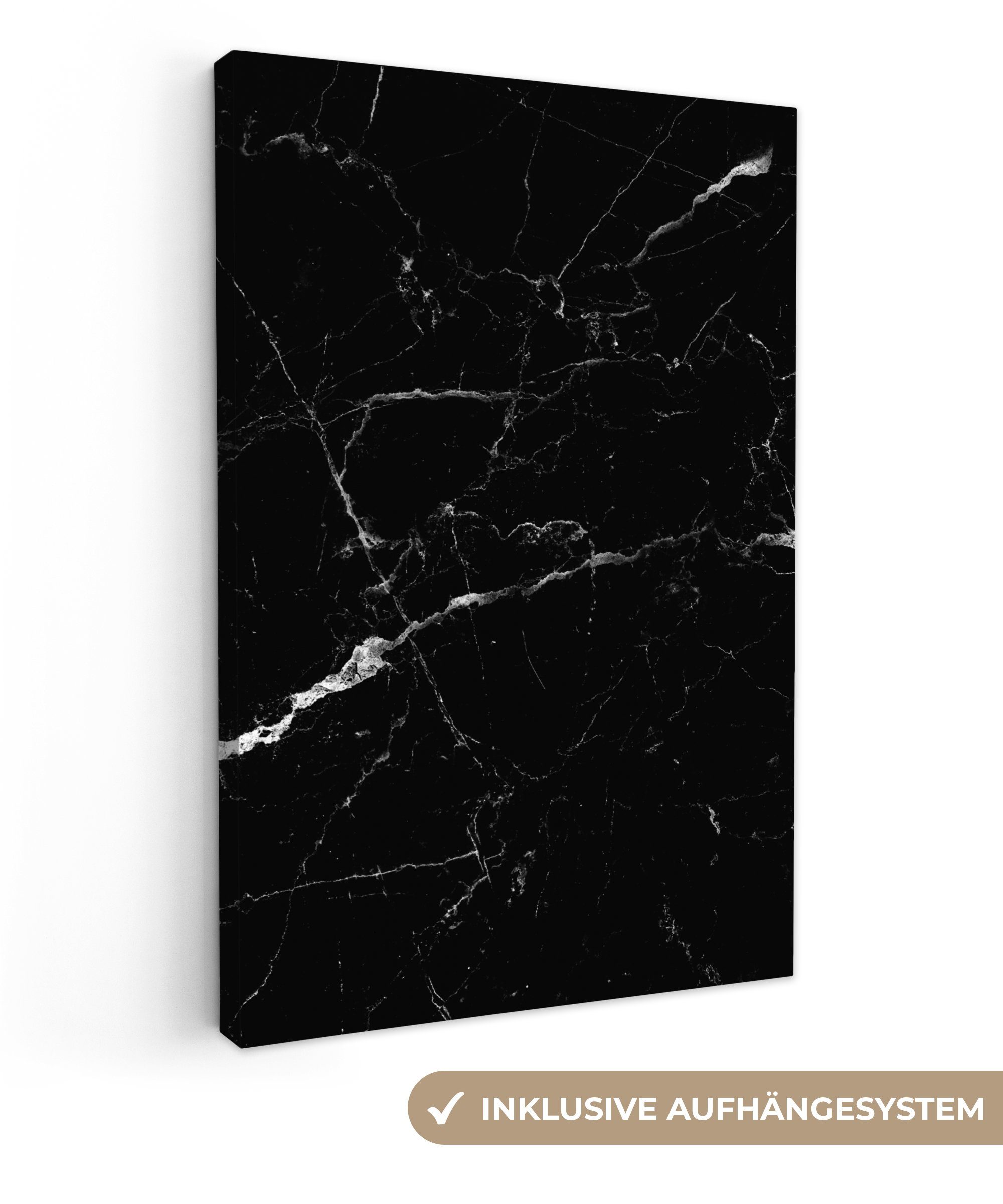 OneMillionCanvasses® Leinwandbild Marmoroptik - Schwarz - günstig online kaufen