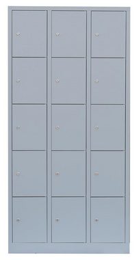 Steelboxx Fächerschrank 15 Fächer Schließfachschrank Wertfachschrank Spind 180x88,5x50cm (1-St) Komplett verschweißt und montiert - keine Montage erforderlich