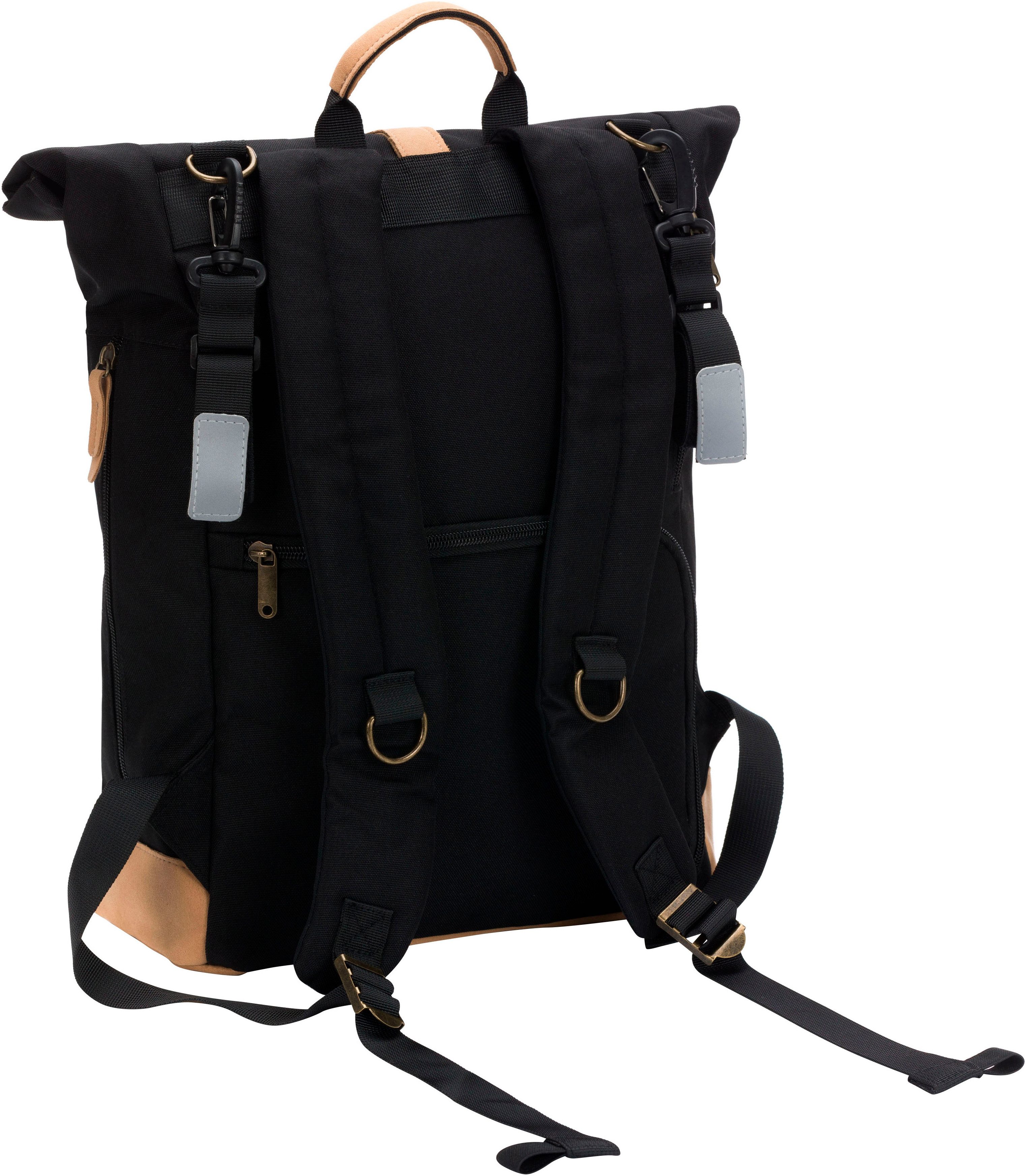 Fillikid Wickelrucksack Rolltop Berlin schwarz, inkl. Wickeltunterlage