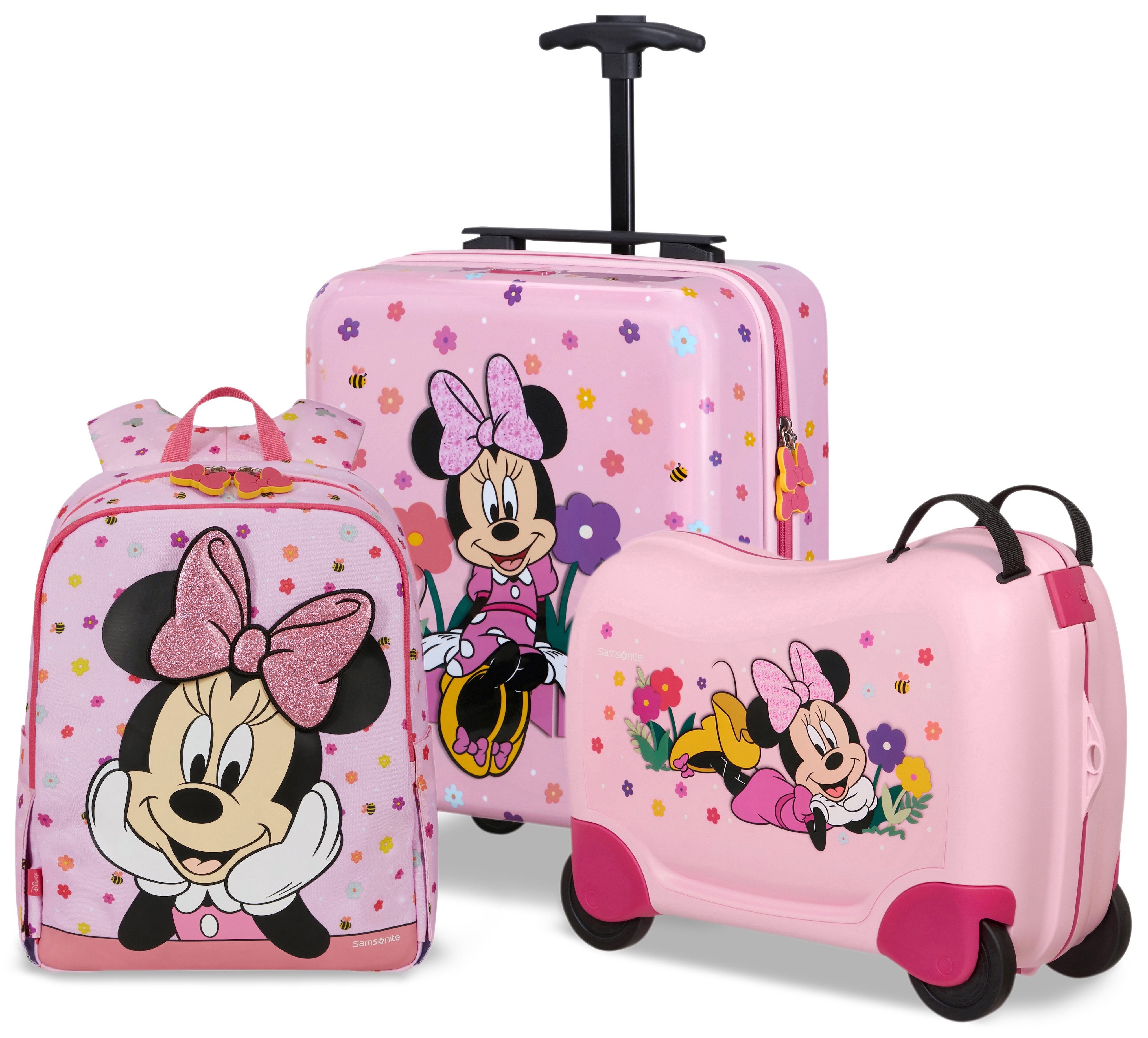 Samsonite Kinderkoffer DAYDREAM DISNEY, Minnie Flower Power, 4 Rollen, Kinder-Reisegepäck Kindertrolley