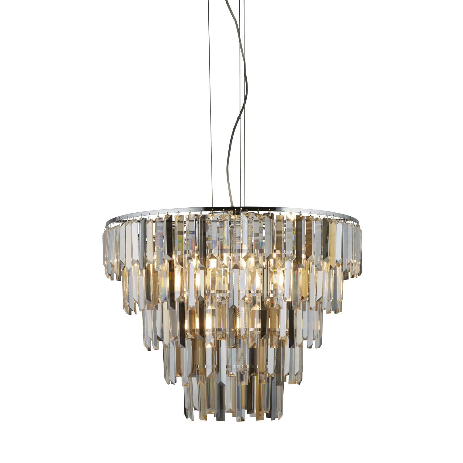 Licht-Erlebnisse Люстры WALKER, ohne Leuchtmittel, 9-flammig E14 D: 65 cm Chrom Rauchgrau Bernstein Klar/Transparent